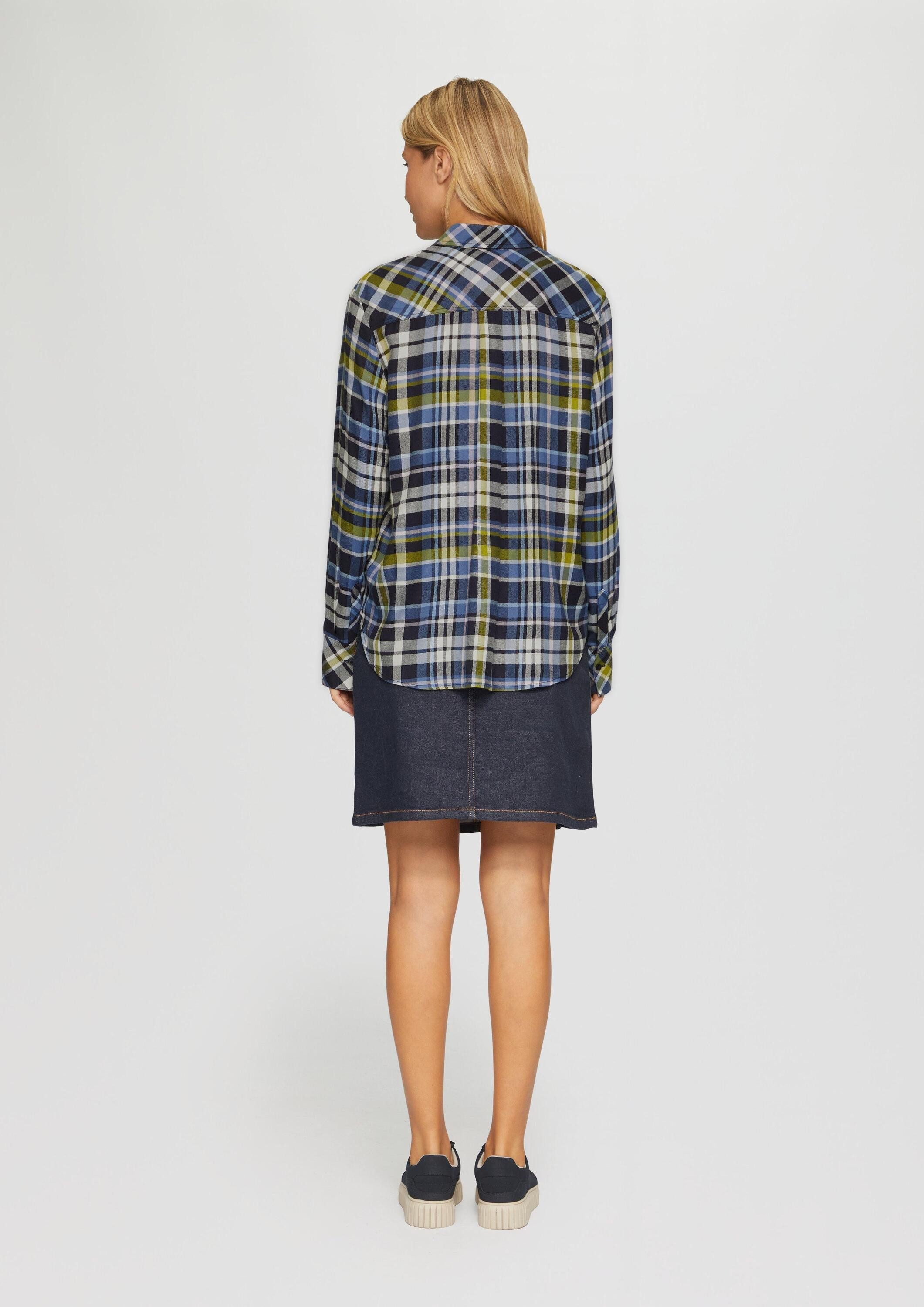 s.Oliver Langarmbluse Bluse Karierte Hemdbluse aus Viskosemix