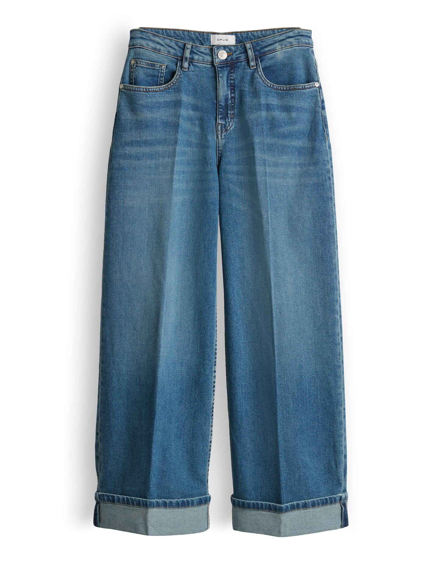 OPUS Weite Jeans Miva valentine aus Dry Indigo® Mid Rise weiter, gerader Beinverlauf, fester Griff, formstabil, 5-Pocket