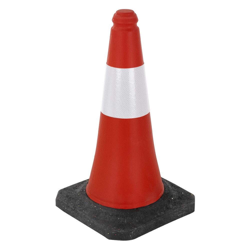 ECD Germany Warndreieck Verkehrsleitkegel aus PVC mit Weiß reflektierenden Streifen Leitkegel, 1-tlg., Verkehrskegel Pylone 51cm Warnleitkegel Warnkegel Markierungskegel