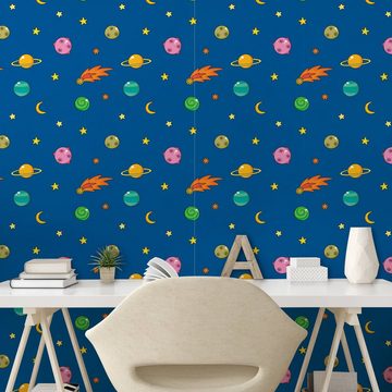 Abakuhaus Vinyltapete selbstklebendes Wohnzimmer Küchenakzent, Weltraum Planeten und Sterne