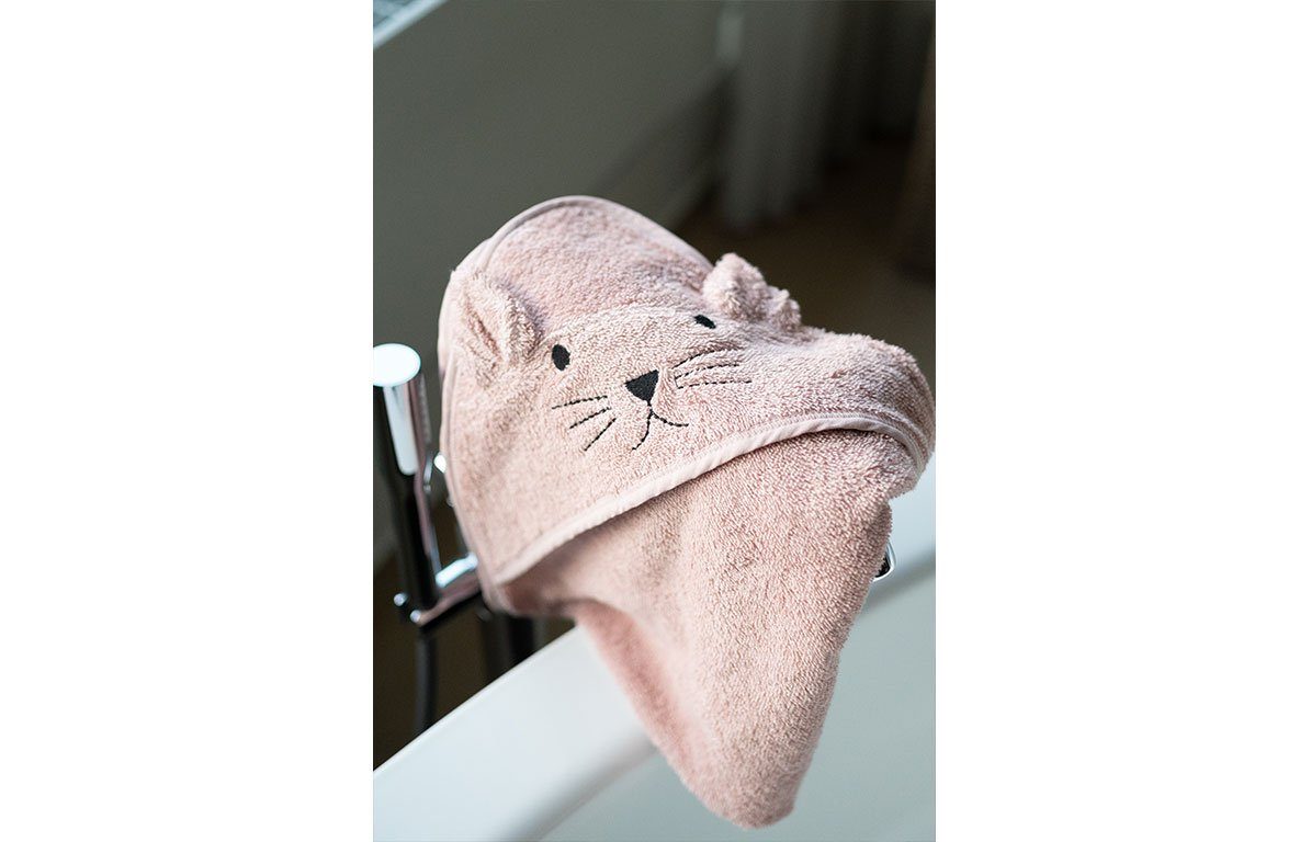 KINDSGUT Kapuzenhandtuch Katze, zertifizierter Aus Baumwolle 100% rose Baumwolle