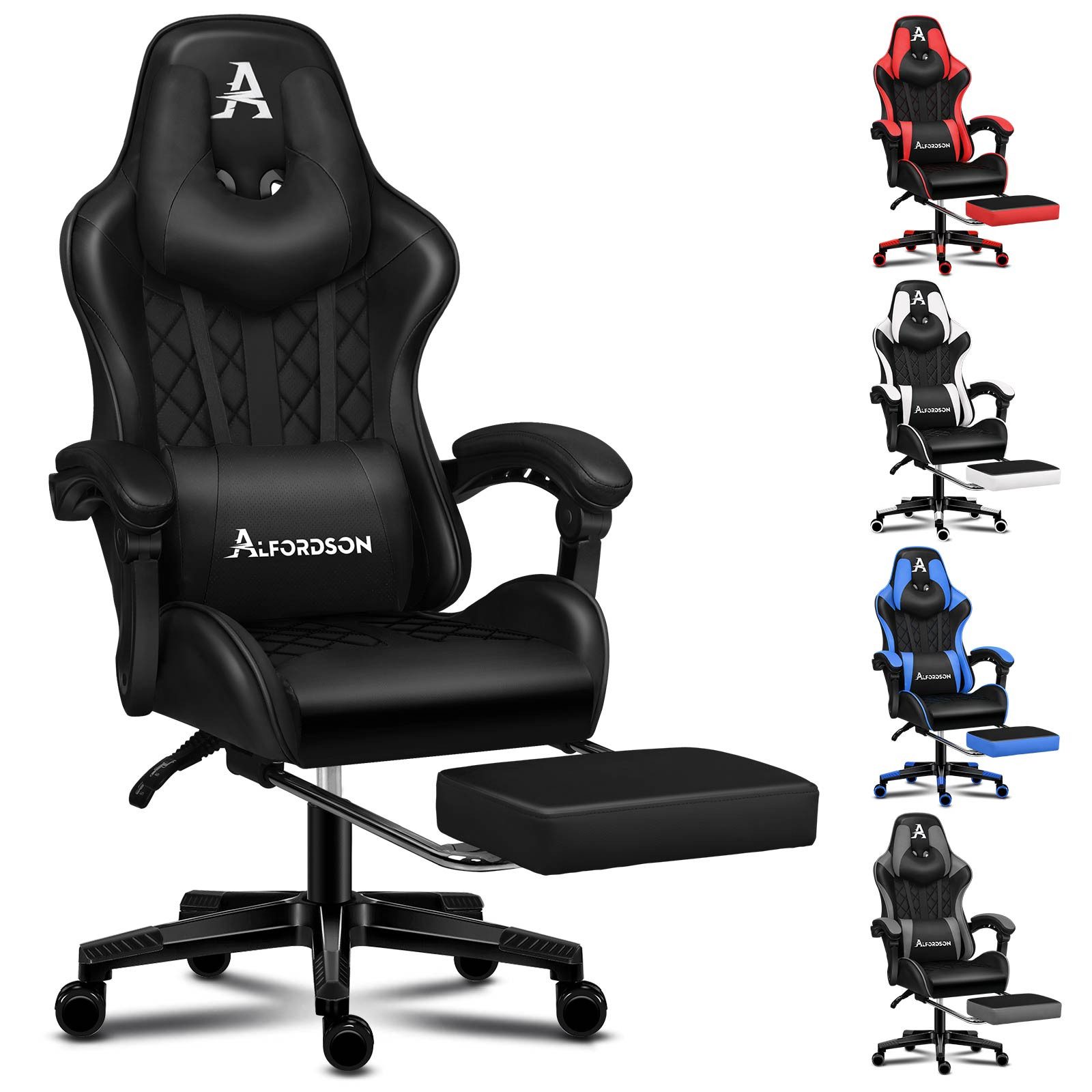 ALFORDSON Gaming-Stuhl Bürostuhl, Integrierte Fußstütze, mit Lendenwirbelki günstig online kaufen