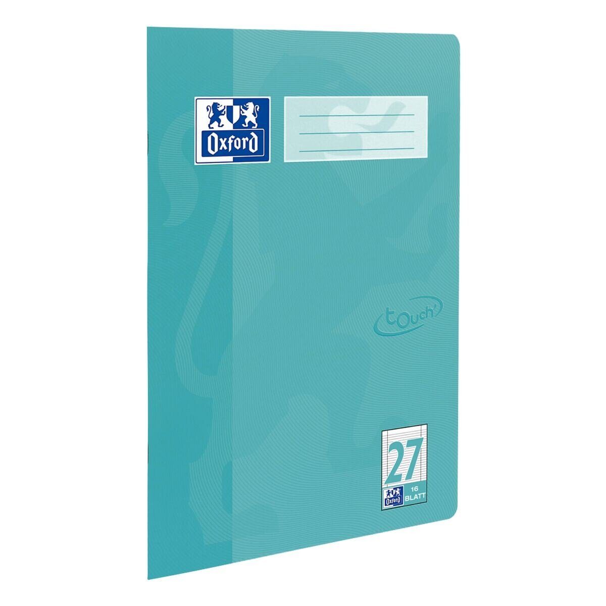 OXFORD Schulheft Touch, A4, liniert (Lineatur 27), Innen-/ Außenrand, ungelocht, 16 Blatt