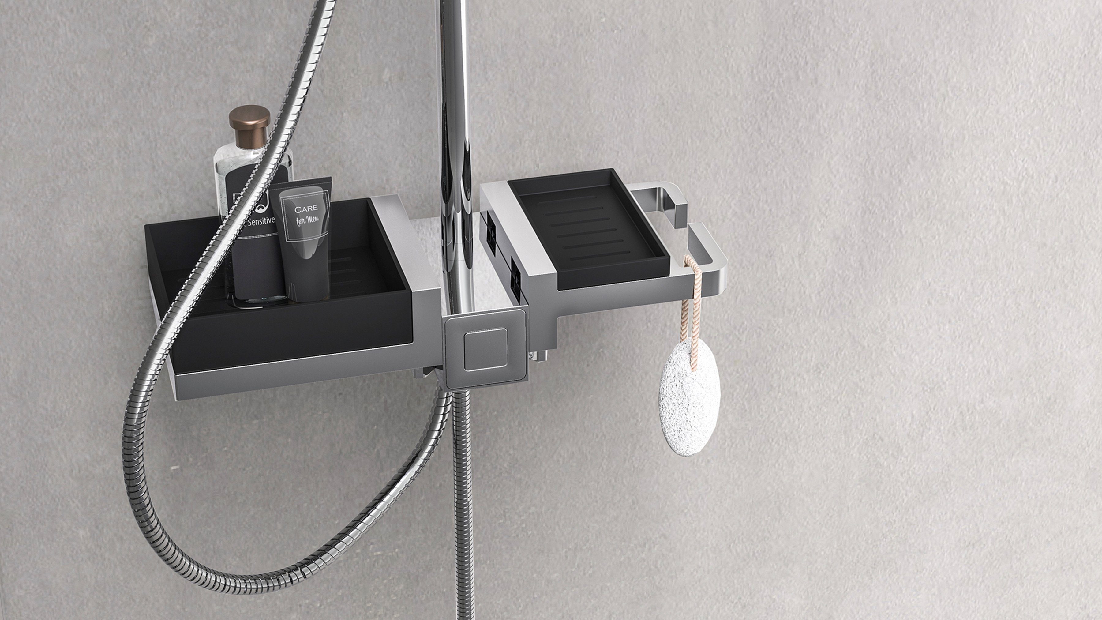 Duschsystem Schütte mit Regendusche modularem Ablagesystem, Duschsystem Duschbrause BLUEPERL, und