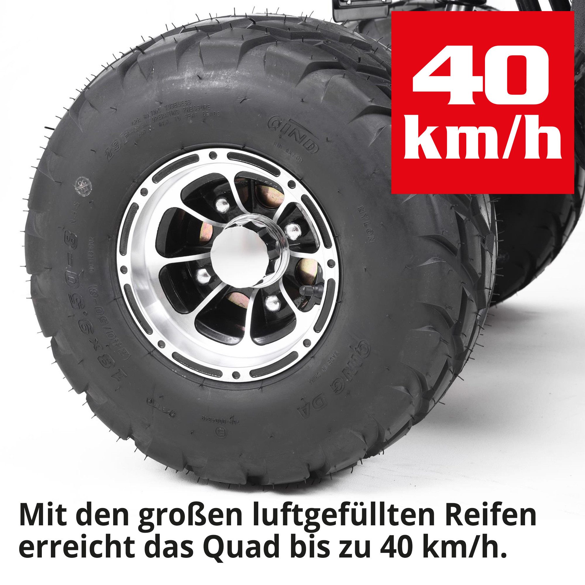 Hecht E-Quad mit Straßenzulassung 56155, 40 km/h, 1200W, 72V/20Ah Akku, 46km Reichweite, Anhängerkupplung