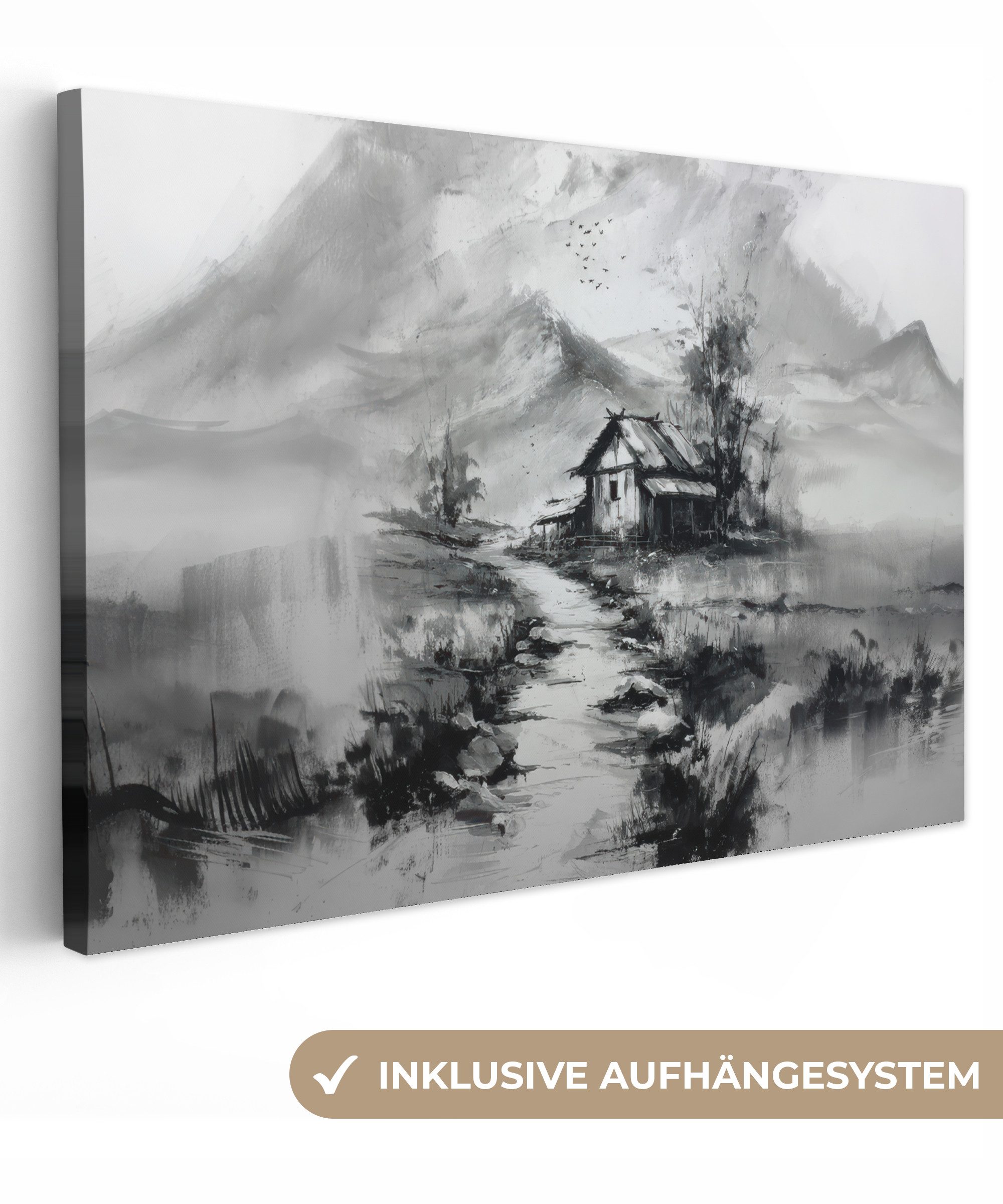 OneMillionCanvasses® Leinwandbild Hütte - Grau - günstig online kaufen