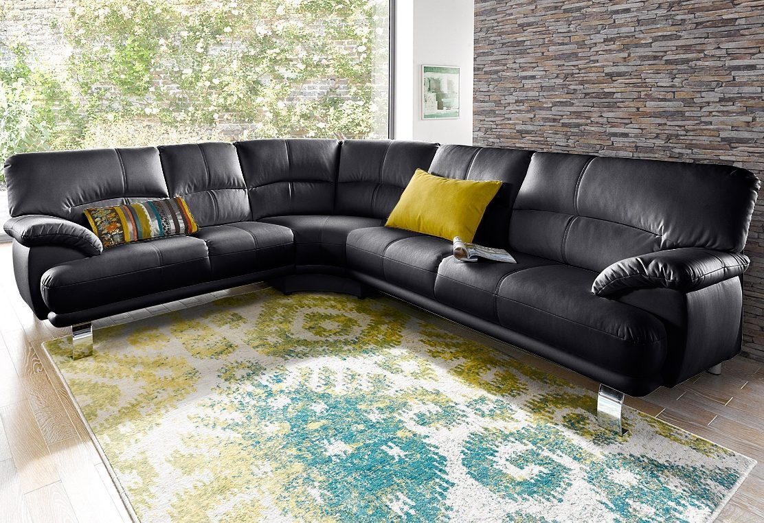 TRENDMANUFAKTUR Ecksofa Cecilia in italienischem Design, modern und komfortabel, L-Form, bequeme Armlehnen, mit langem Schenkel