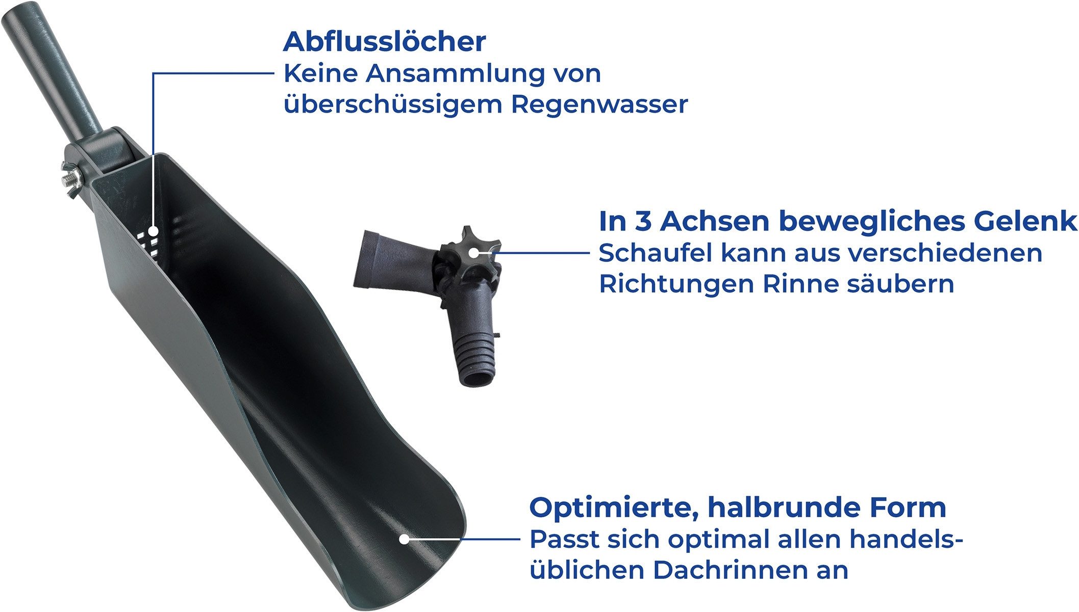 Maximex Dachrinnenreiniger Dachrinnenschaufel Modell Maxi, mit Teleskopstiel, Reinigen ohne Leiter – Bild 5 von 5