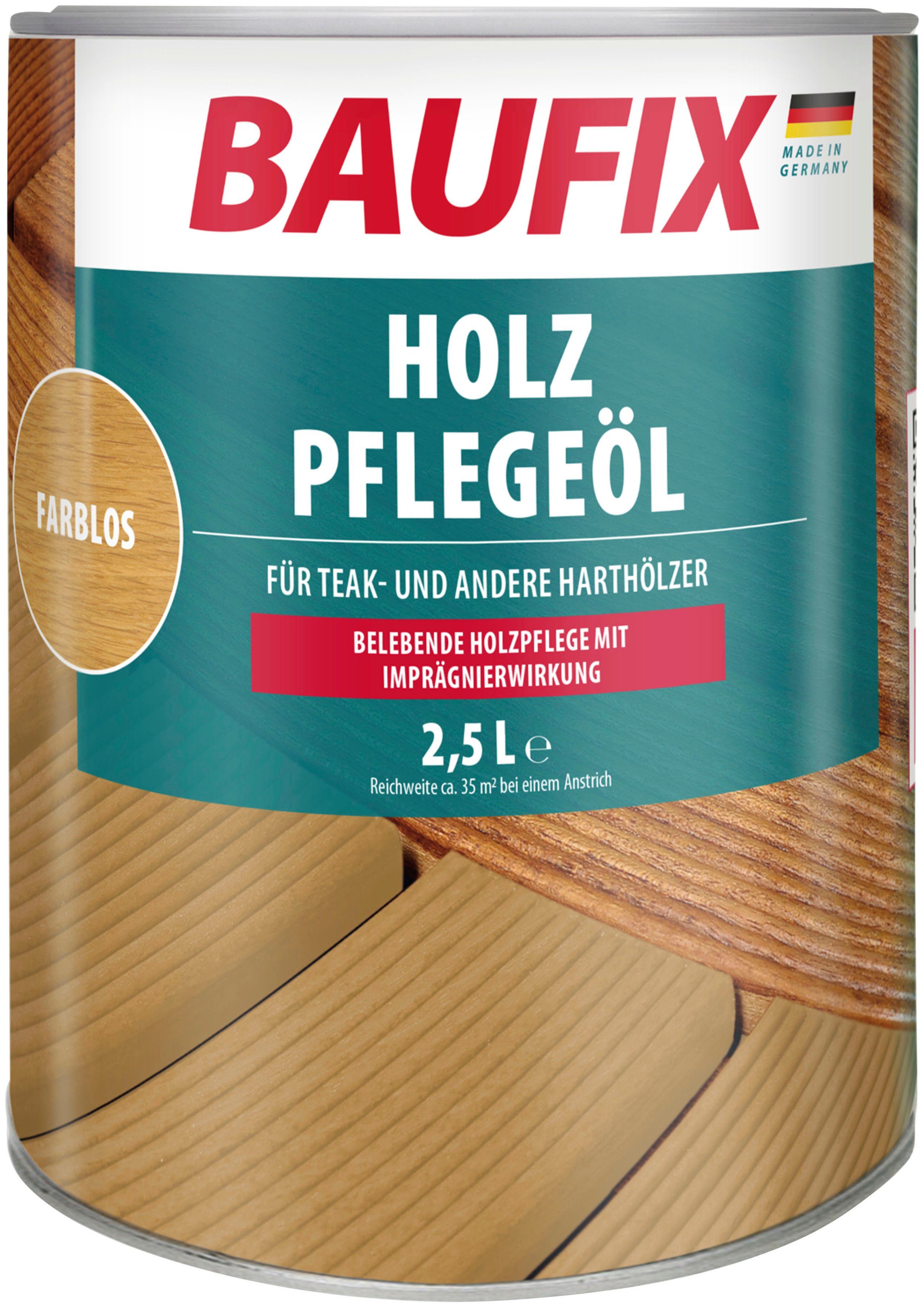 Baufix Hartholzöl Holz-Pflegeöl, imprägnierwirkung, tiefenwirksam, 2,5L, seidenmatt farblos