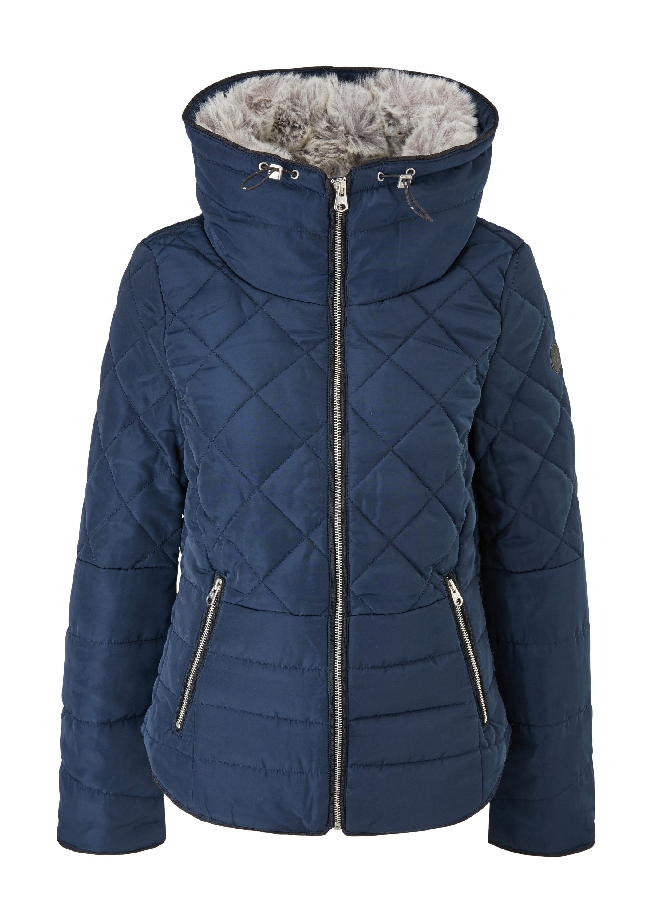 QS Winterjacke Outdoor-Jacke Steppjacke mit abnehmbarem Fellkragen günstig online kaufen