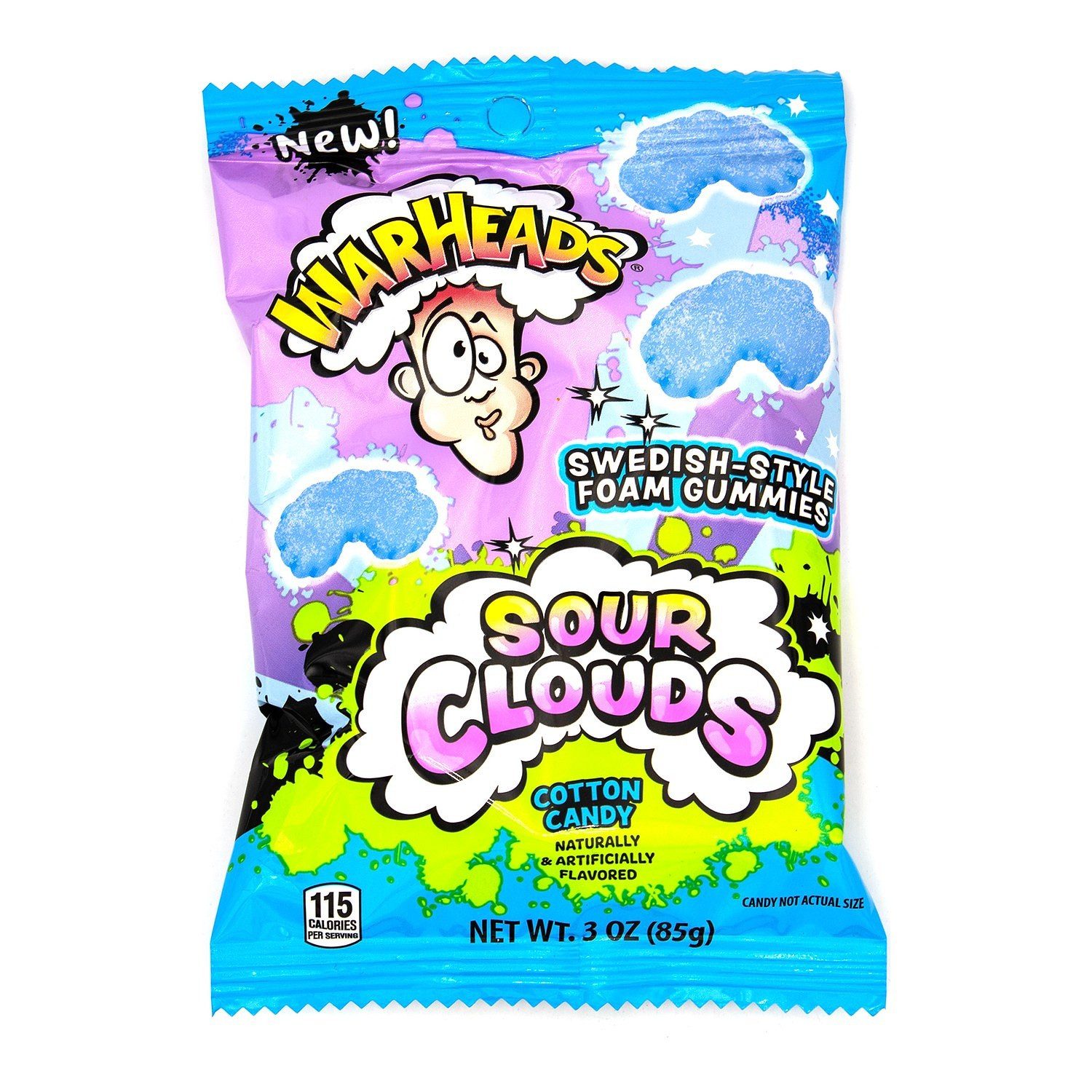Warheads Süßigkeit, 1 x 85 g, Sour Clouds Cotton Candy