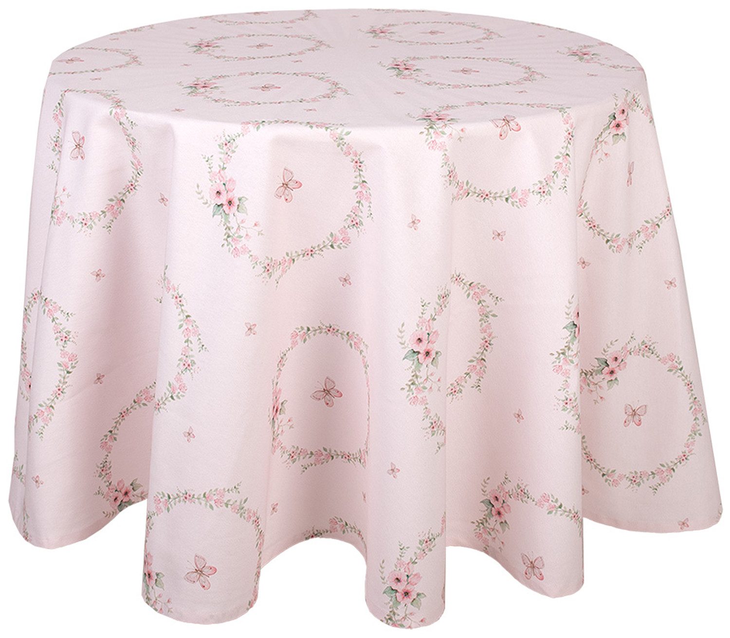 Clayre & Eef Tischdecke Floral Easter Bunny (1-tlg, 1-teilig), runde Tischdecke Ø ca.170cm Baumwolle