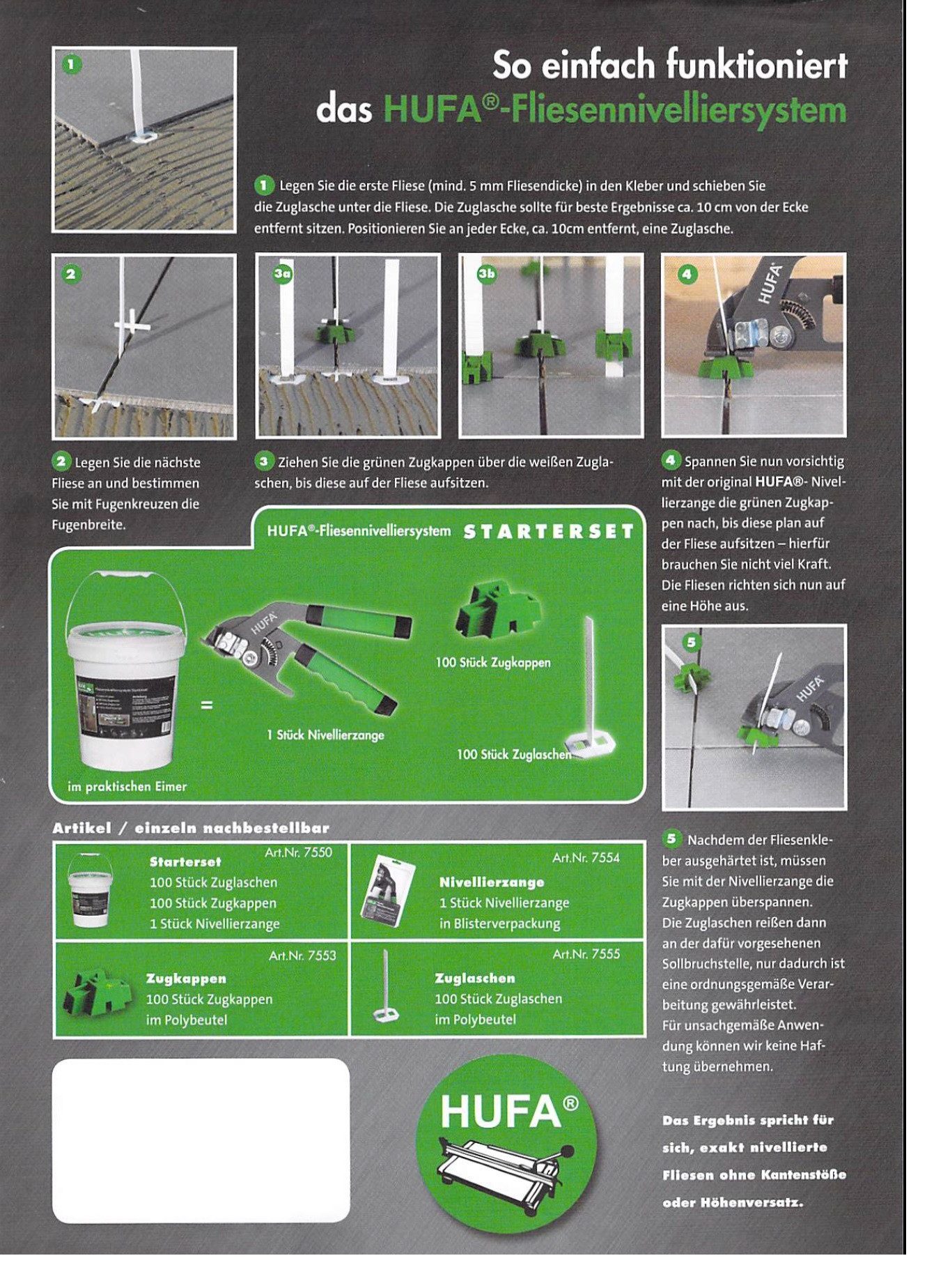 Hufa Nivelliersystem Hufa Fliesen Nivelliersystem 100 x Zugkappen Nachbezug im Polybeutel