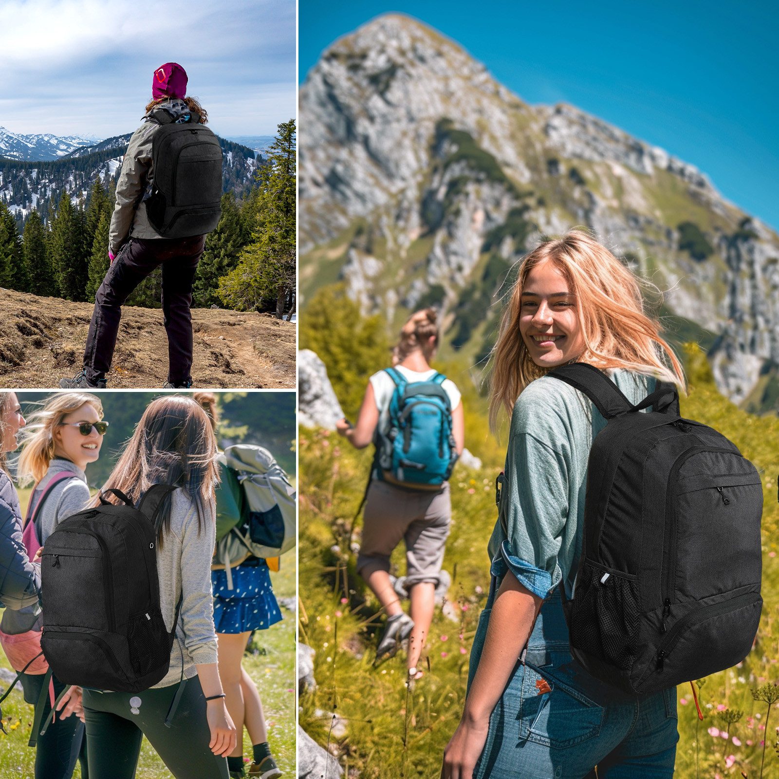 TAN.TOMI Wanderrucksack 23L Rucksack Leicht Faltbarer Reiserucksack Seitentaschen, Für Radfahren, Klettern, Bergsteigen und Reisen Sport