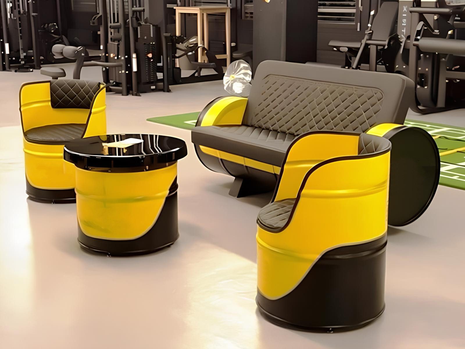 Xlmoebel 2-Sitzer Industrielles Sofa-Set aus Eisen und Textil für Gastronomie, Hergestellt in Europa