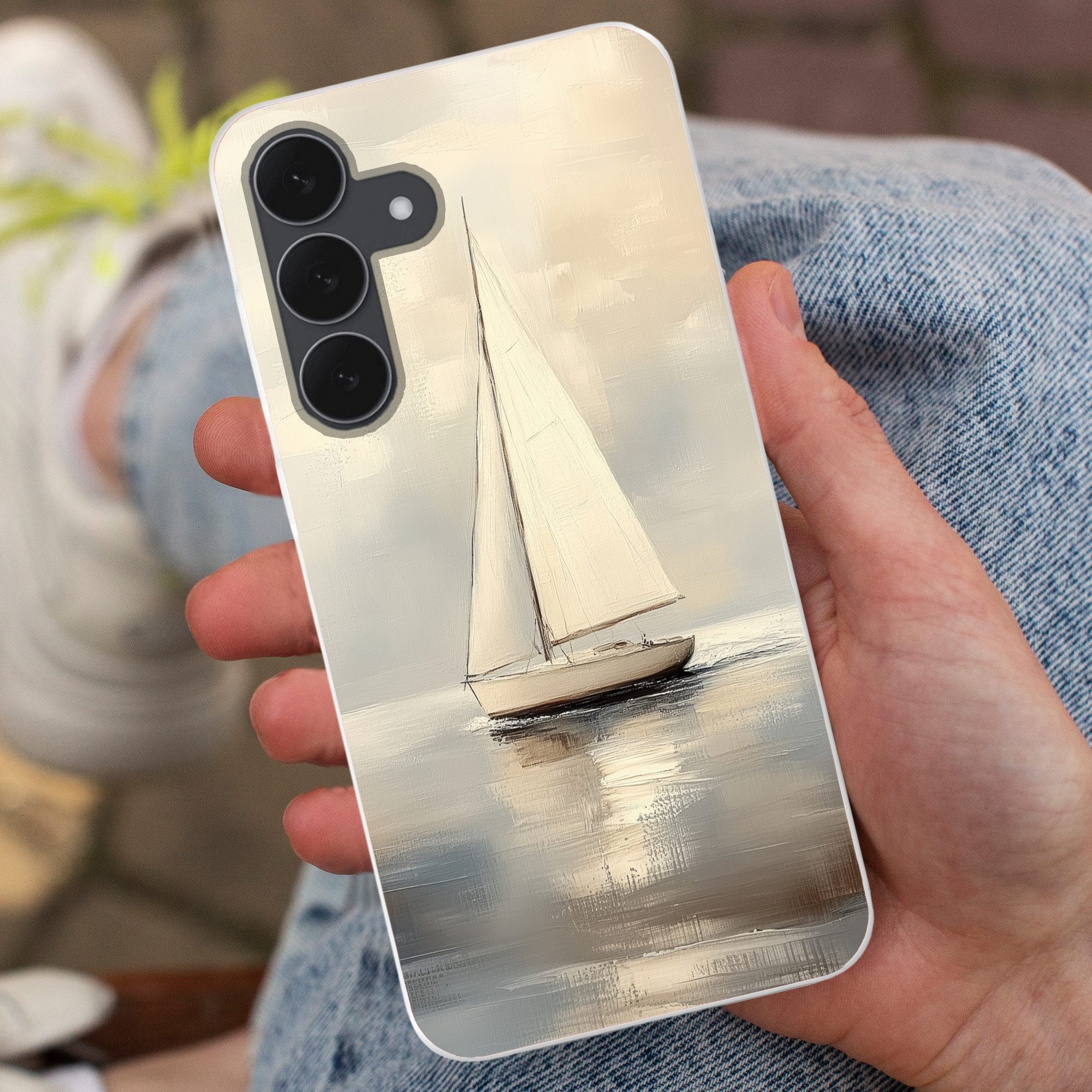 MuchoWow Handyhülle für Samsung Galaxy S25 FE Segelschiff - Meer - Bewölkt, Smartphone-Bumper, Print, Handy Schutzhülle Dünn