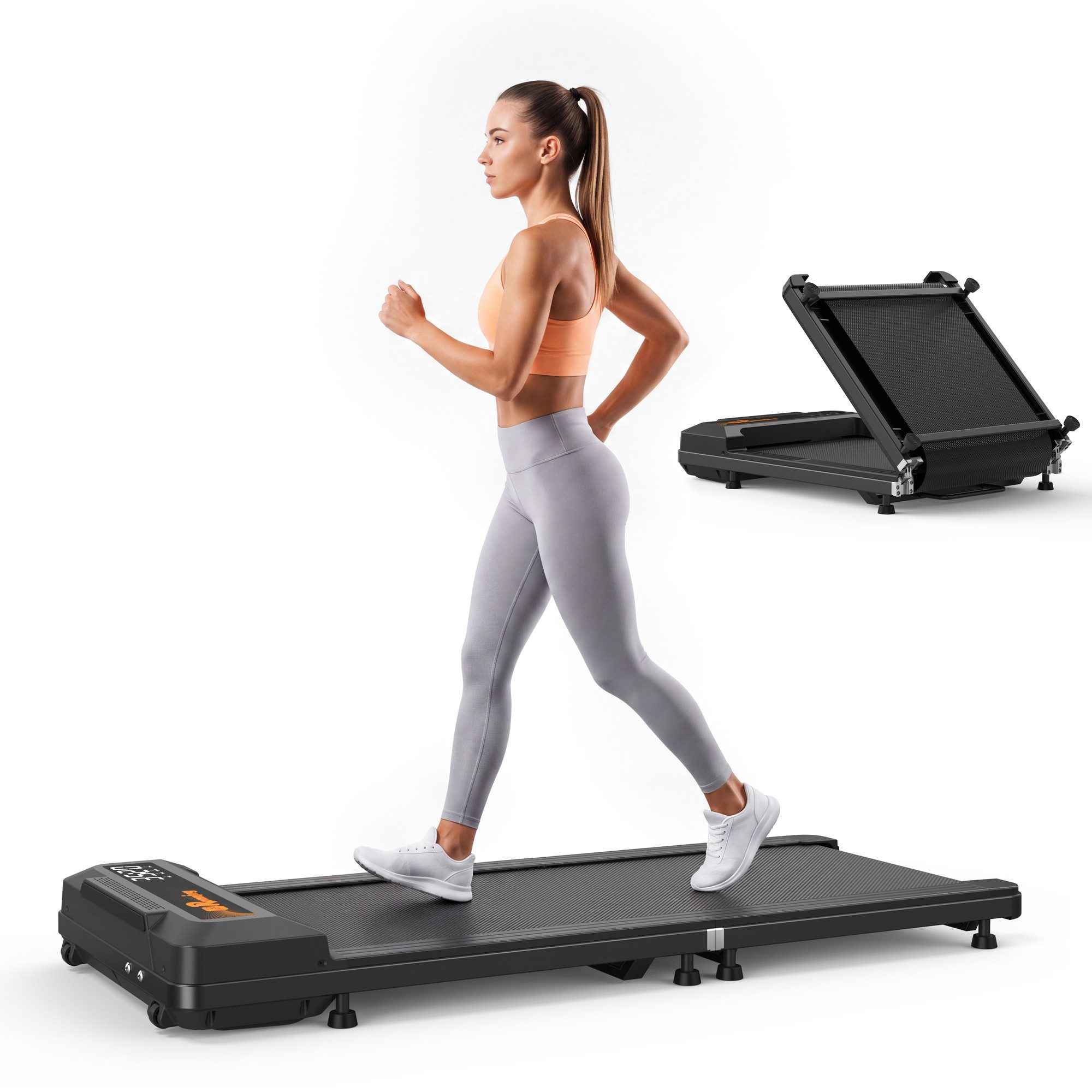 ANYSUN Laufband Faltbares Laufband mit 2,5 HP 40 x 100 cm Lauffläche, (12 Programme, 180° faltbar, nur 16,5 cm flach, LED-Display & Fernbedienung), bis 130 kg – leises Laufband für Zuhause, Büro & kleines Apartment