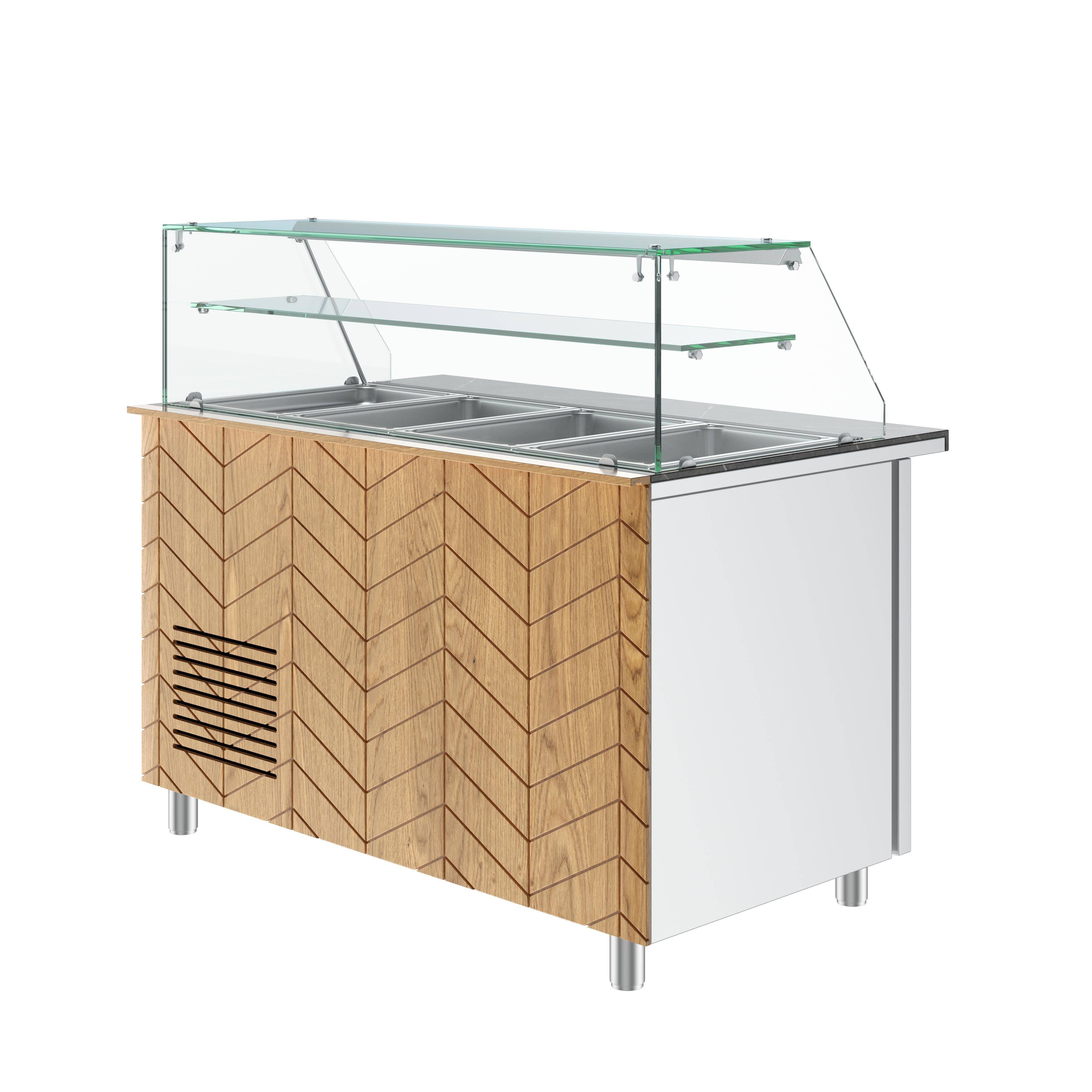 Gastronics Pizzaofen Salattheke Premium 141 x 70 x 125 cm schwarzer Compact LED 2 Türen