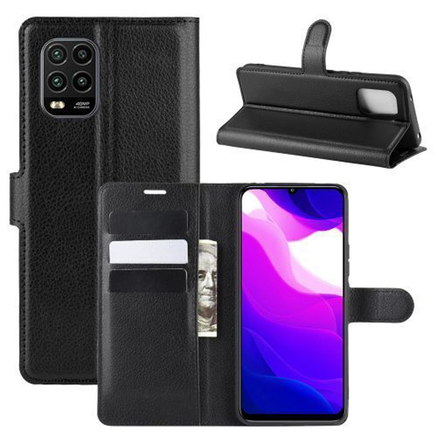 betterfon Handyhülle Handytasche für Xiaomi Klapphülle Flip Case Schwarz, 3 Kartenfächer, Magnetverschluss & Standfunktion im Lederlook