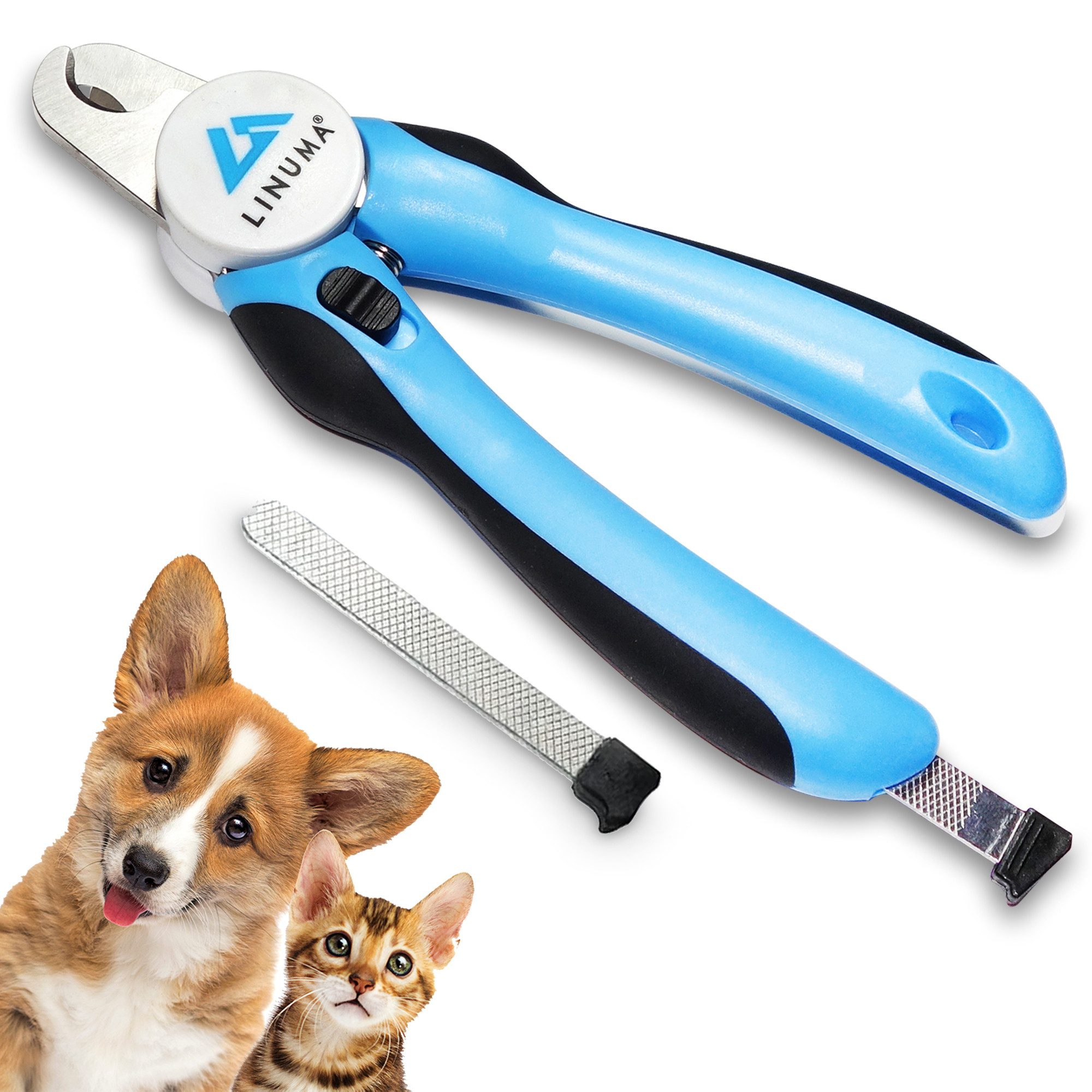 LINUMA Krallenschneider Krallenschere für Hunde, Katzen & Kleintiere mit Sicherheitsstopp