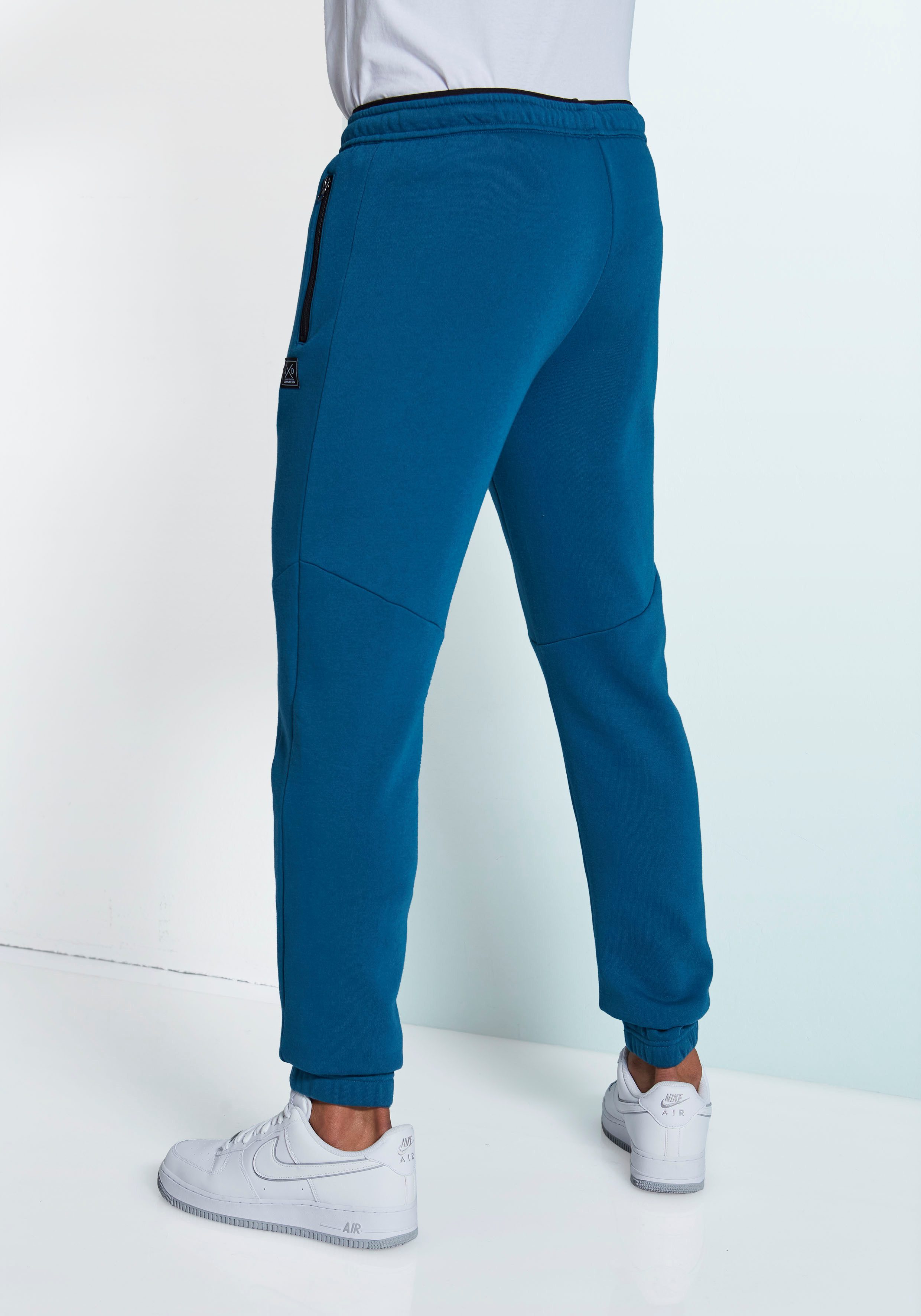 John Devin Sweathose Jogginghose mit seitlichen Taschen und Bindeband aus Baumwoll-Mix