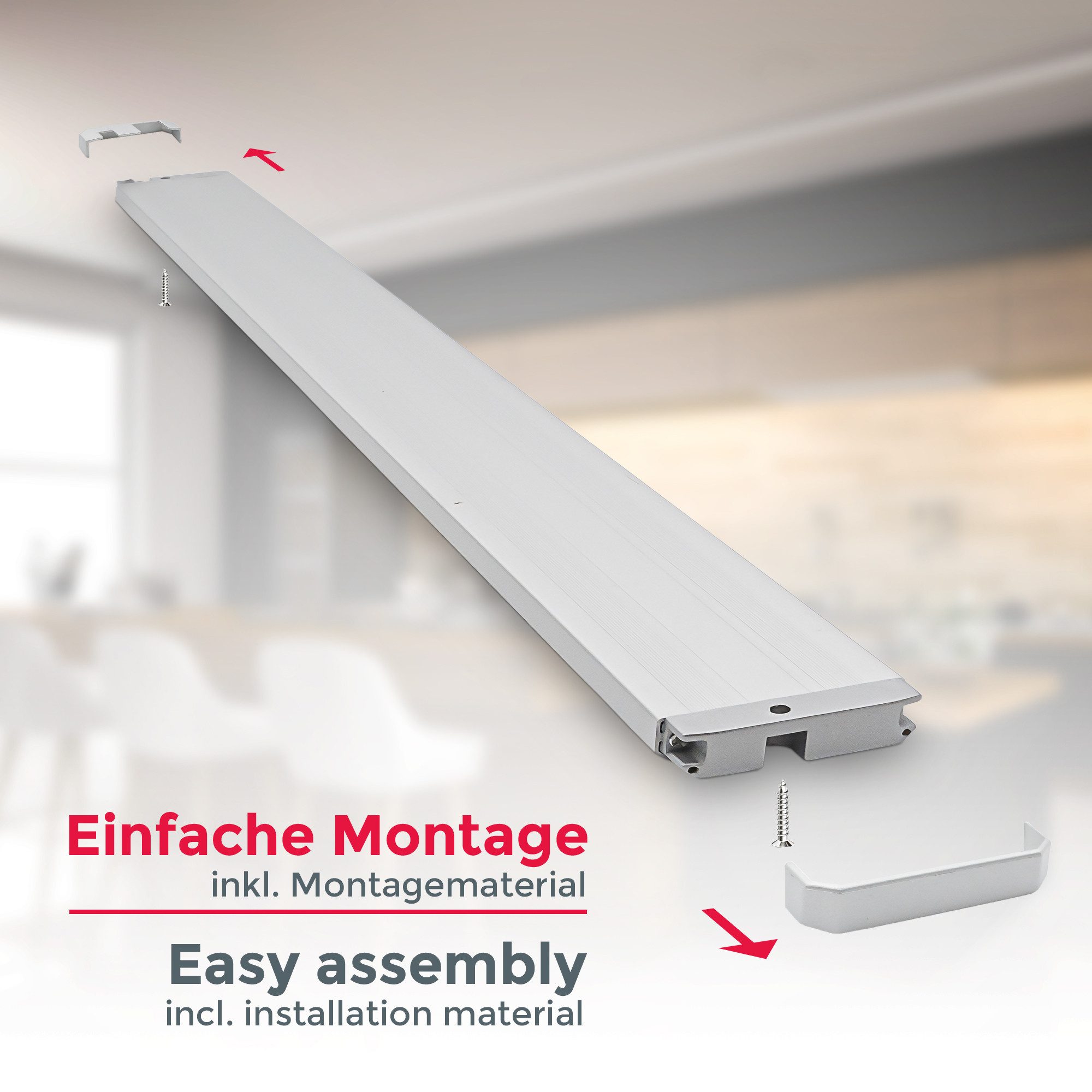 B.K.Licht LED Unterbauleuchte Küche 575mm 10W 1100lm moderne Lichtleiste Bad flach 13mm, LED fest integriert, 3000K - Warmweiß, Unterbaulampe Küchenlampe Werkst – Bild 5 von 5