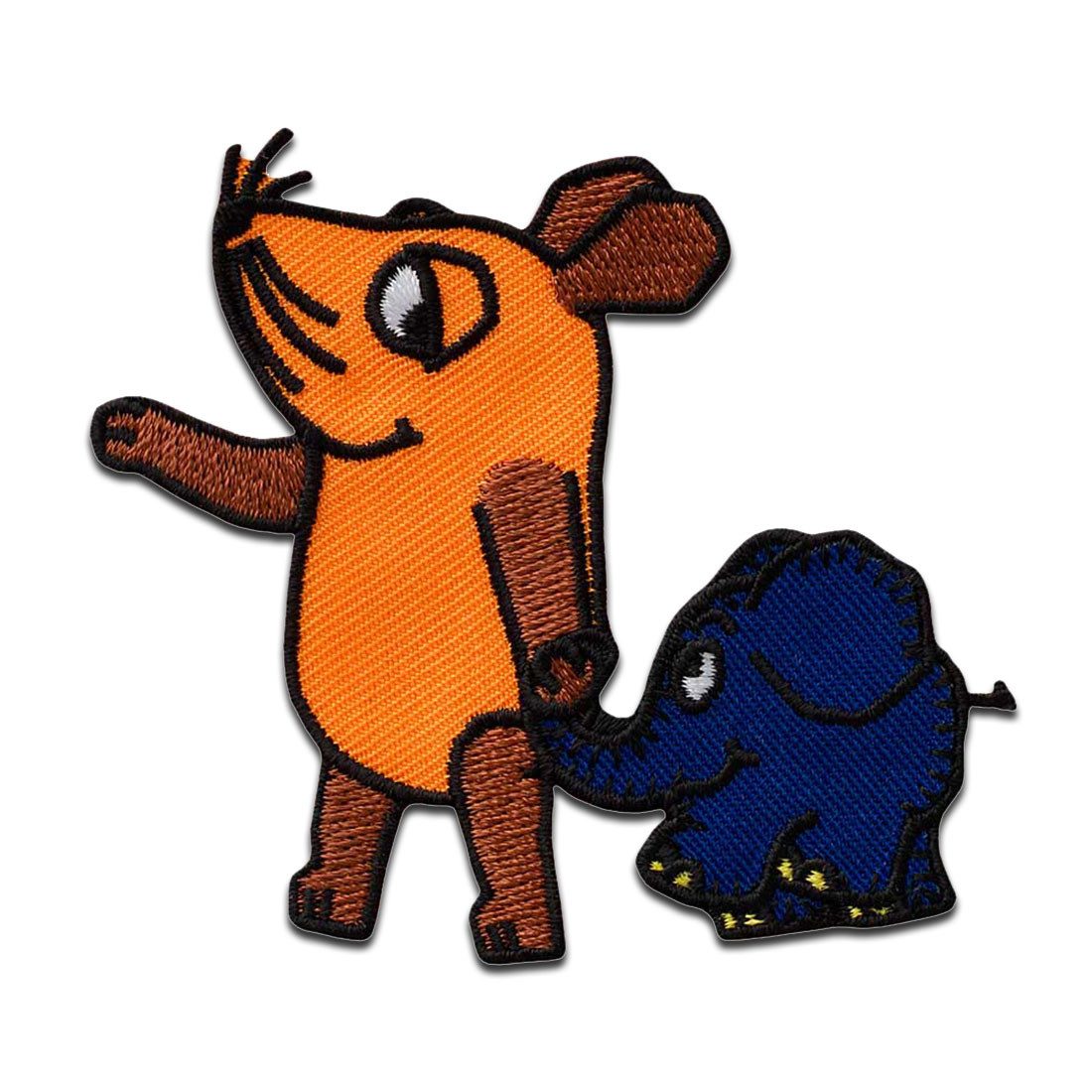 Die Sendung mit der Maus Aufnäher Bügelbild, Aufbügler, Applikationen, Patches, Flicken, zum aufbügeln, Polyester, Mono-Quick Die Maus Maus und Elefant - Größe: 6,5 x 7,1 cm