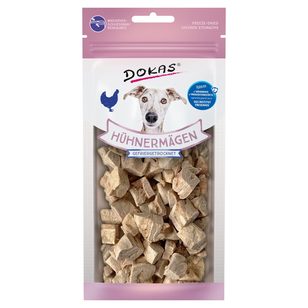 Dokas Hühnermägen gefriergetrocknet 20 g, Snack für: Hund