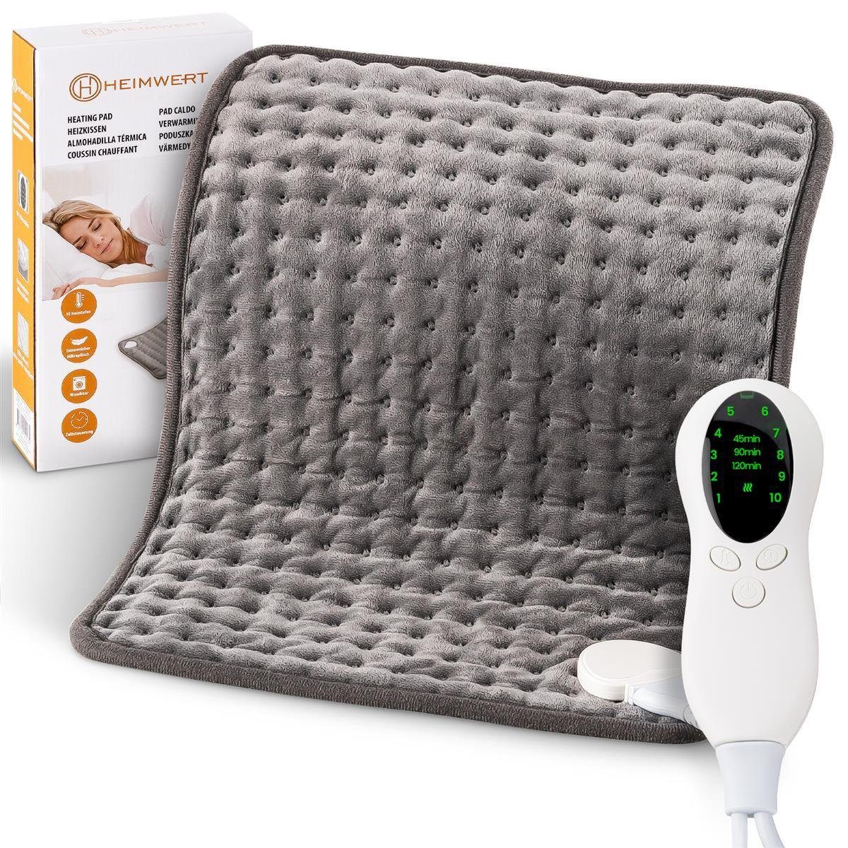 HEIMWERT Heizkissen Wärmekissen Heizkissen mit Abschaltautomatik Sofortwärme, Sofortwärme in 10 Stufen bis 100 Watt mit Timer - 30x40 cm