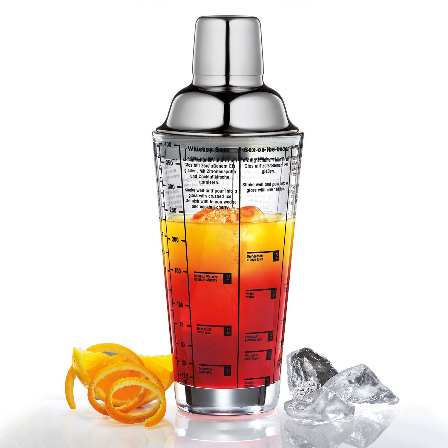 Cilio Cocktail Shaker Bar-Set Cosmopolitan, Edelstahl, Glas, (Set, 5-tlg)