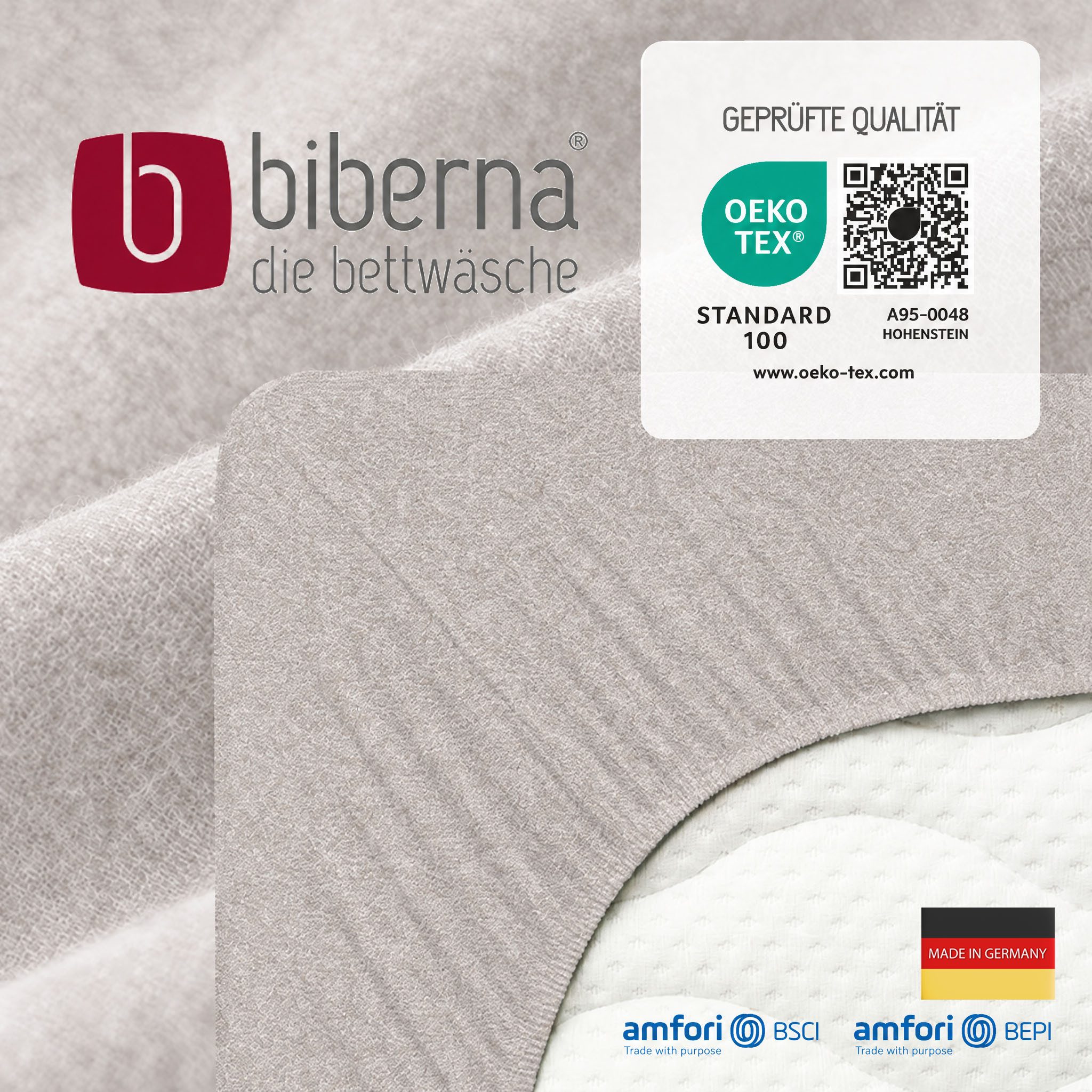 Biberna Spannbettlaken 0841380 HERMAL Premium Melange-Biber Spannbetttuch 100% Baumwolle, Flanell, Gummizug: rundum, (1 Stück), Biber, wärmend & weich, Rundumgu – Bild 5 von 5