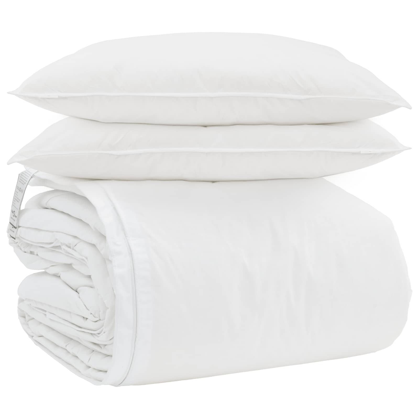 vidaXL Bett Bettdecken Set mit Kissen 3 stk. Weiß Daunenfeder (3-tlg)