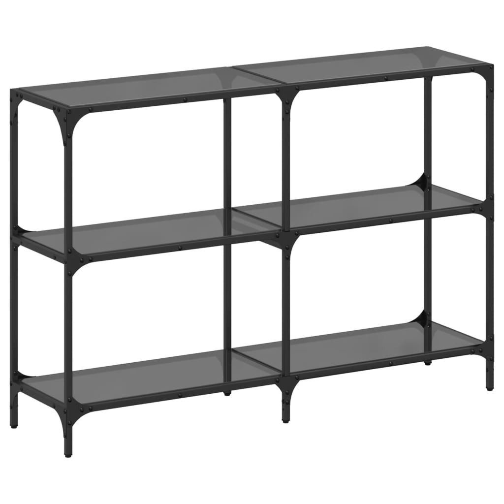 vidaXL Konsolentisch Konsolentisch mit Glasplatte Schwarz 118,5x30x81 cm Stahl (1-St). € 91,99