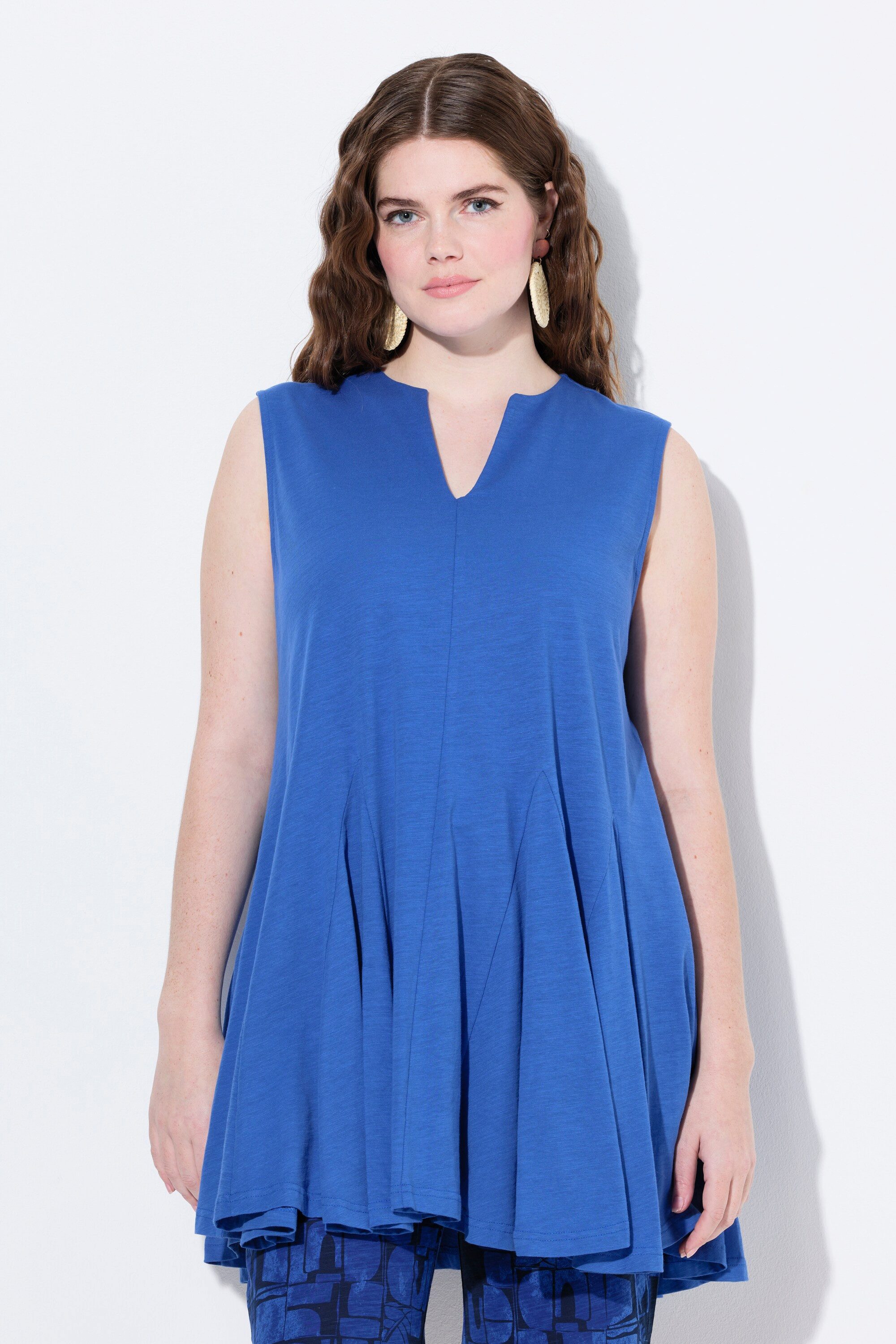 Ulla Popken Longshirt Top A-Linie Tunika-Ausschnitt günstig online kaufen