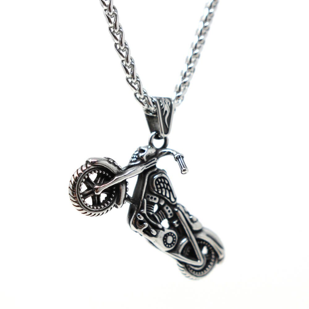 DALMARO Kette mit Anhänger Lederkette Edelstahl 316 BIKE CHOPPER, Herren Ha günstig online kaufen