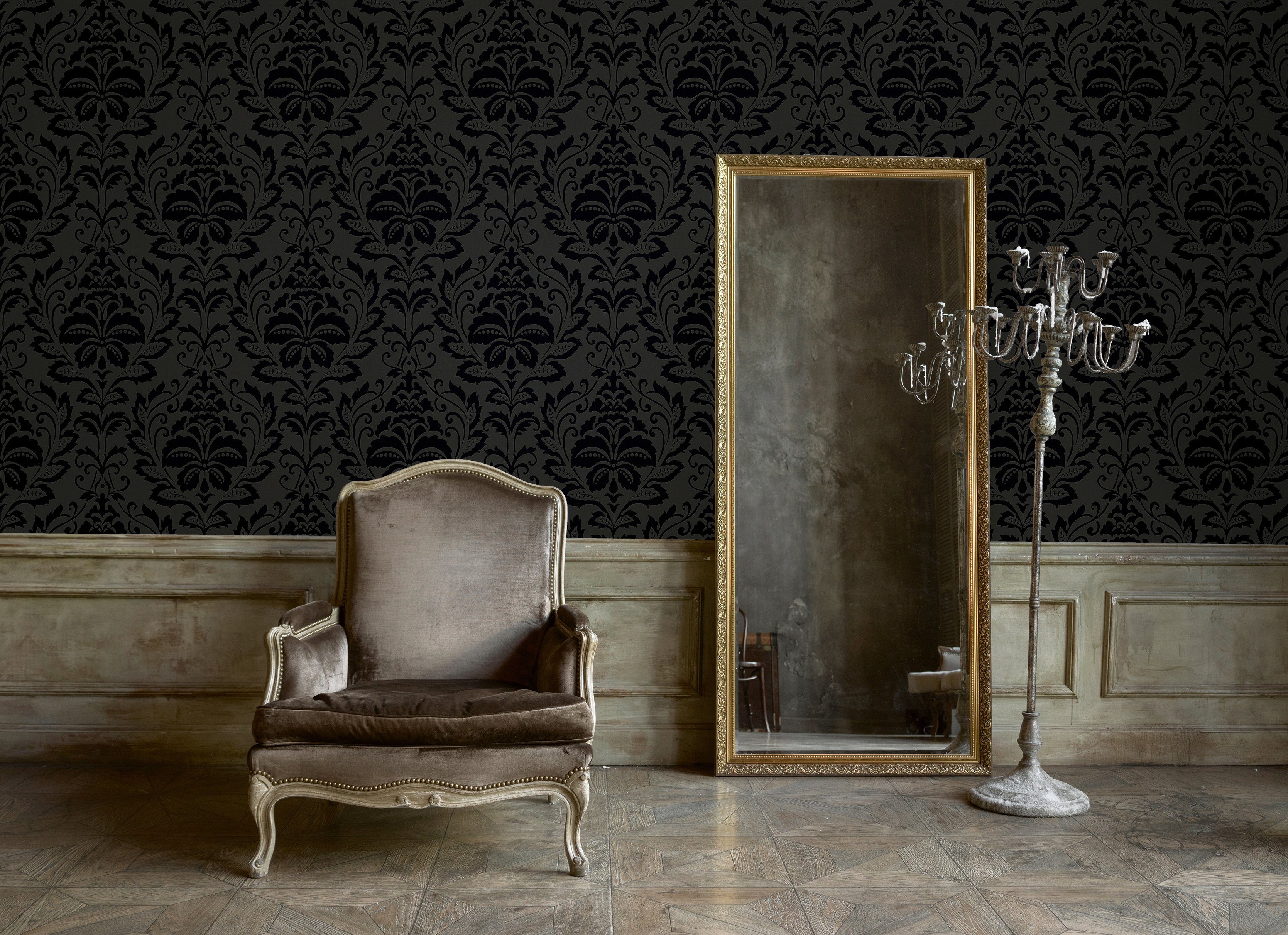 living walls Vliestapete Black & White, strukturiert, Barock, gemustert, ornamental, Ornament Tapete Barock Tapeten Wohnzimmer Schlafzimmer Küche modern – Bild 5 von 5