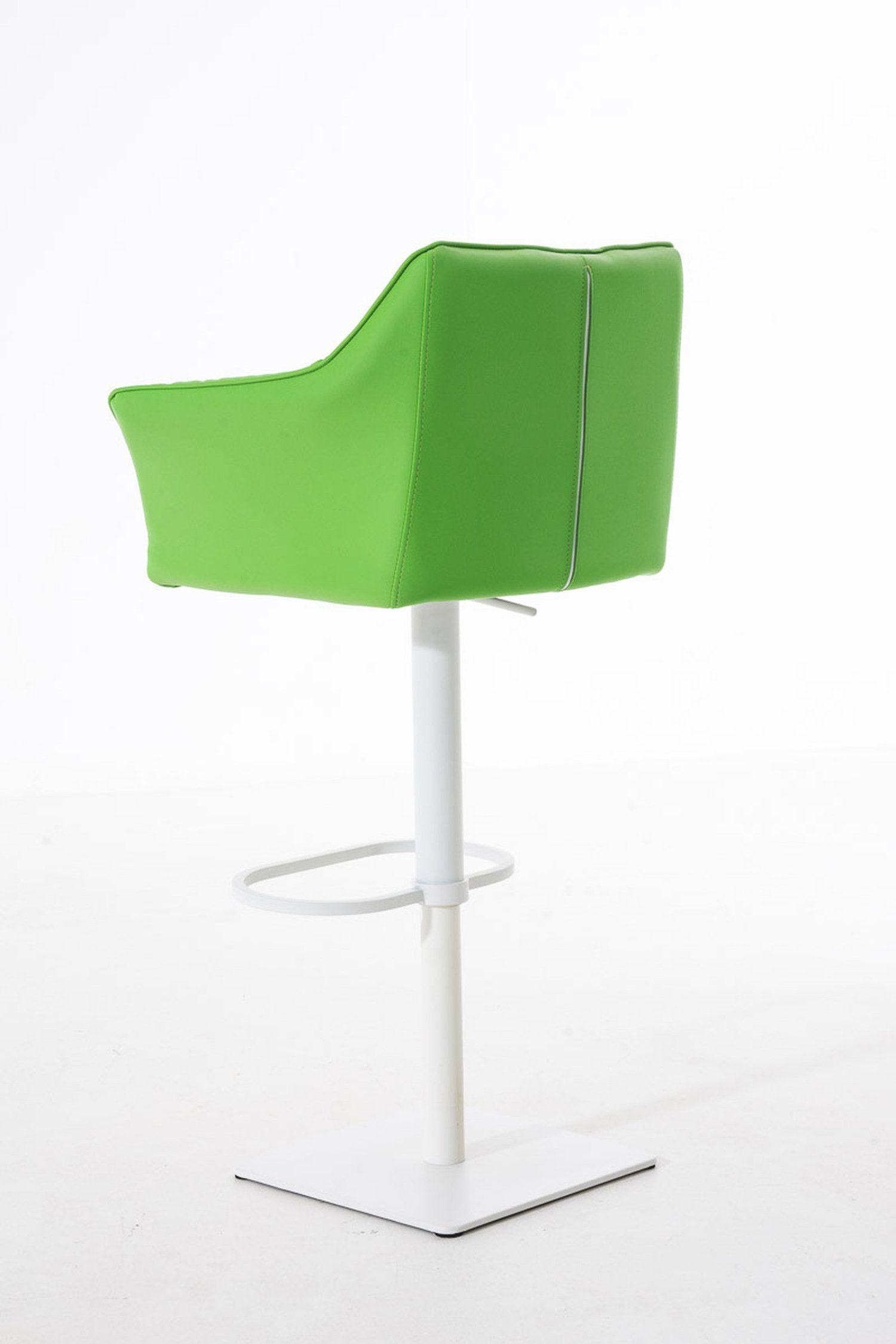 TPFLiving Barhocker und drehbar Damaso Rückenlehne (mit Fußstütze Hocker weiß Metall 360° Kunstleder - - Grün & Küche), Theke - für Sitzfläche