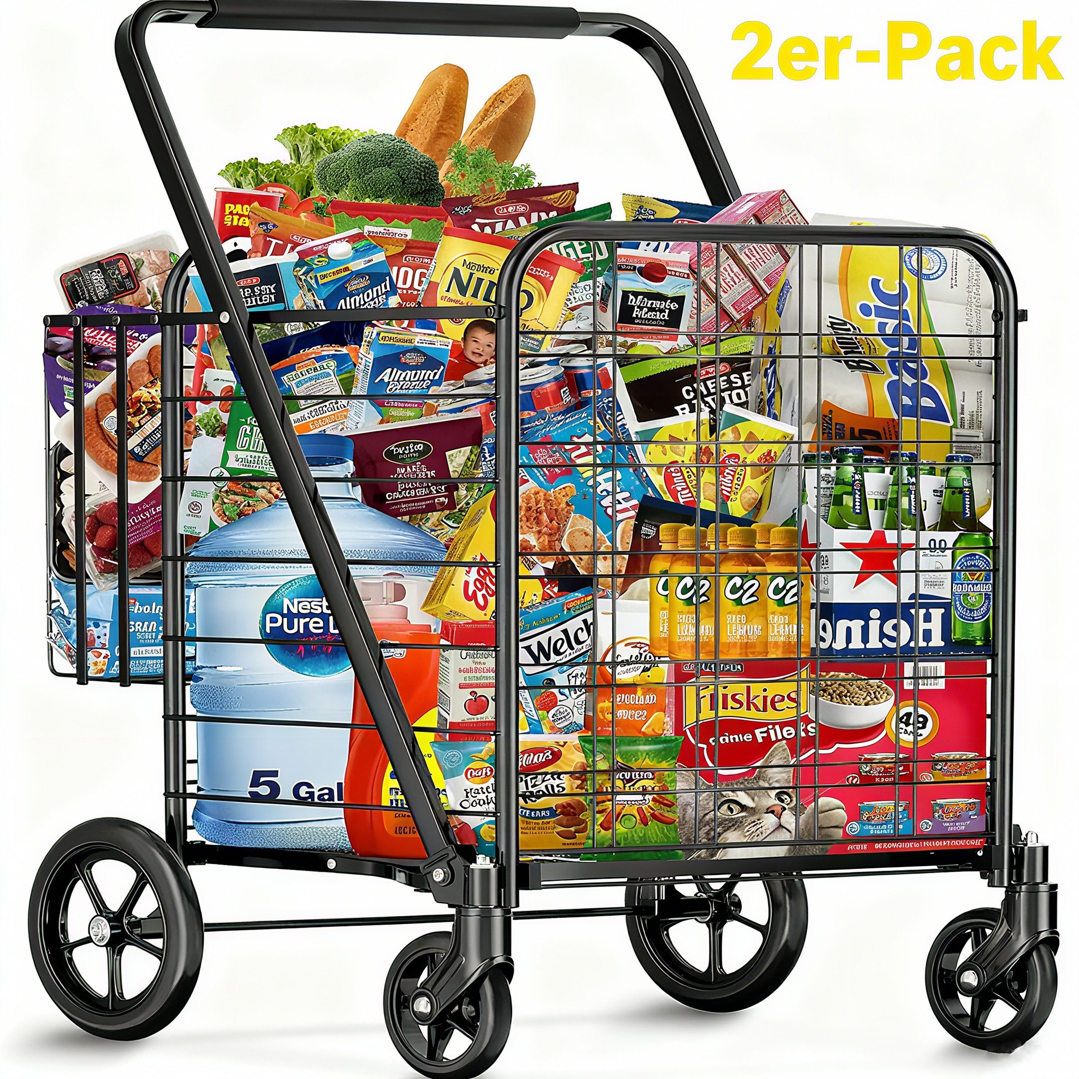 POPOLIC Einkaufstrolley Jumbo-Einkaufswagen mit 201 kg Tragkraft, robuster günstig online kaufen
