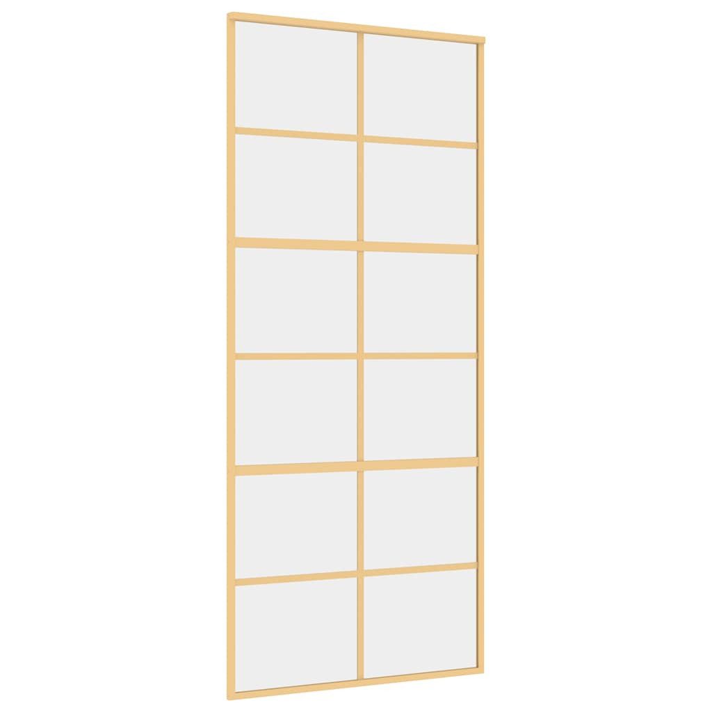 vidaXL Haustür Schiebetür Golden 90x205 cm ESG-Klarglas und Aluminium (1-St)