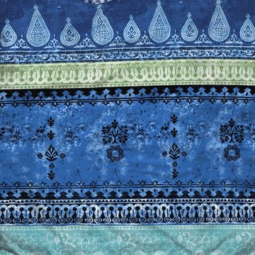 Bettwäsche Indi Blau Türkis, CASATEX, Biber, 2 teilig, Mandala, Indisch, Biber