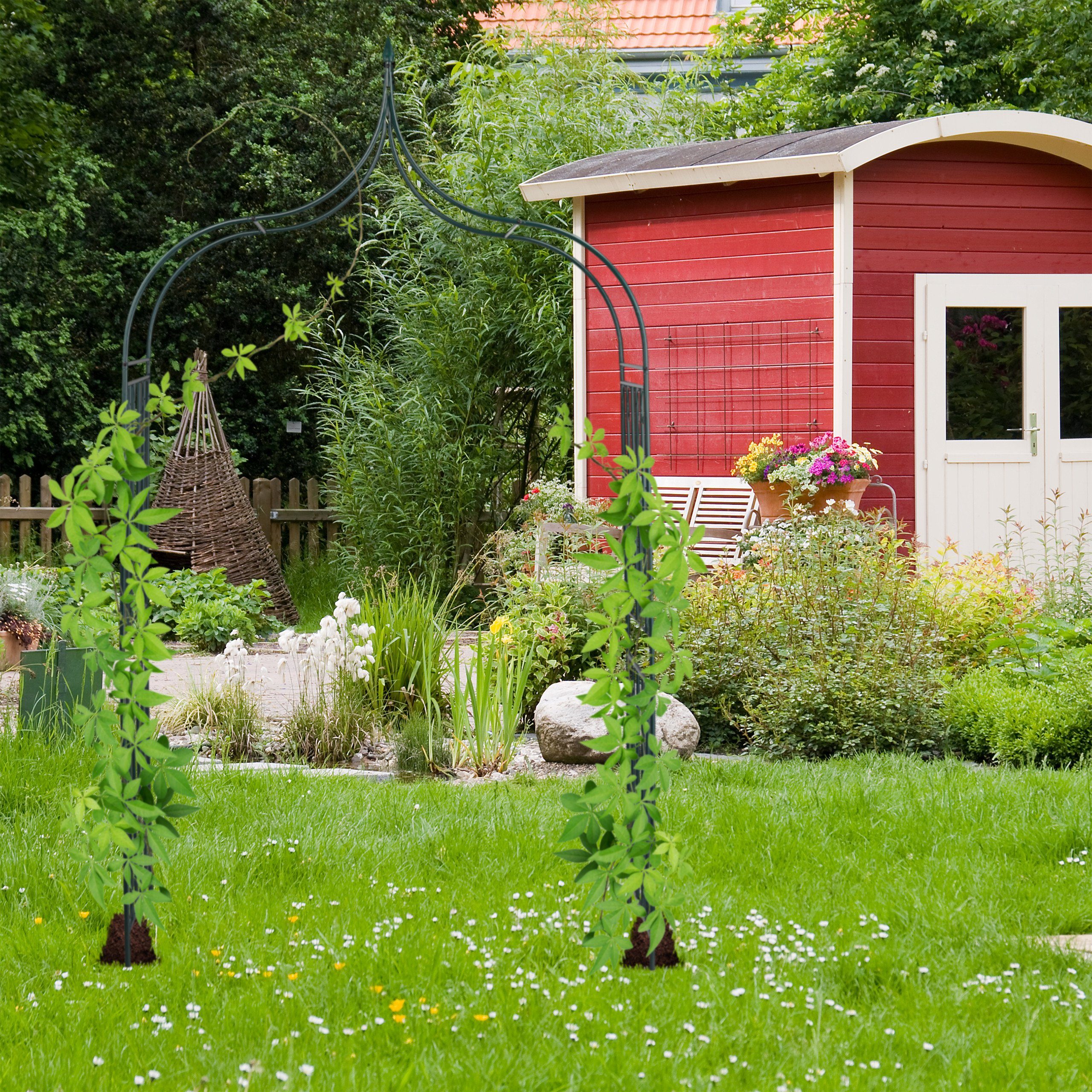 relaxdays Rosenbogen Metall mit Spitze