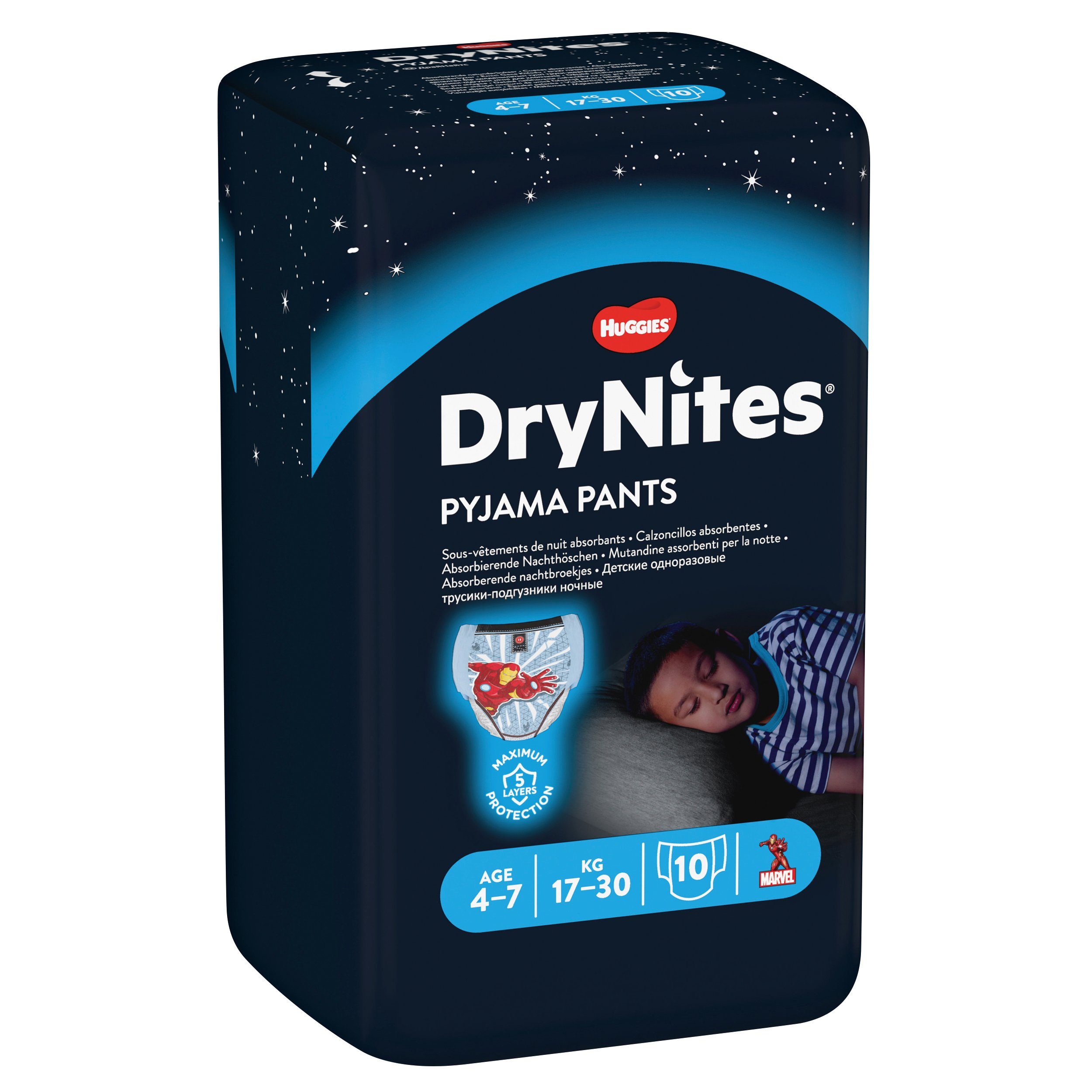 DryNites Nacht-Windeln (17-30kg), 30 Jahre Jungen Stk, Bettnässen HUGGIES 4-7 Windeln