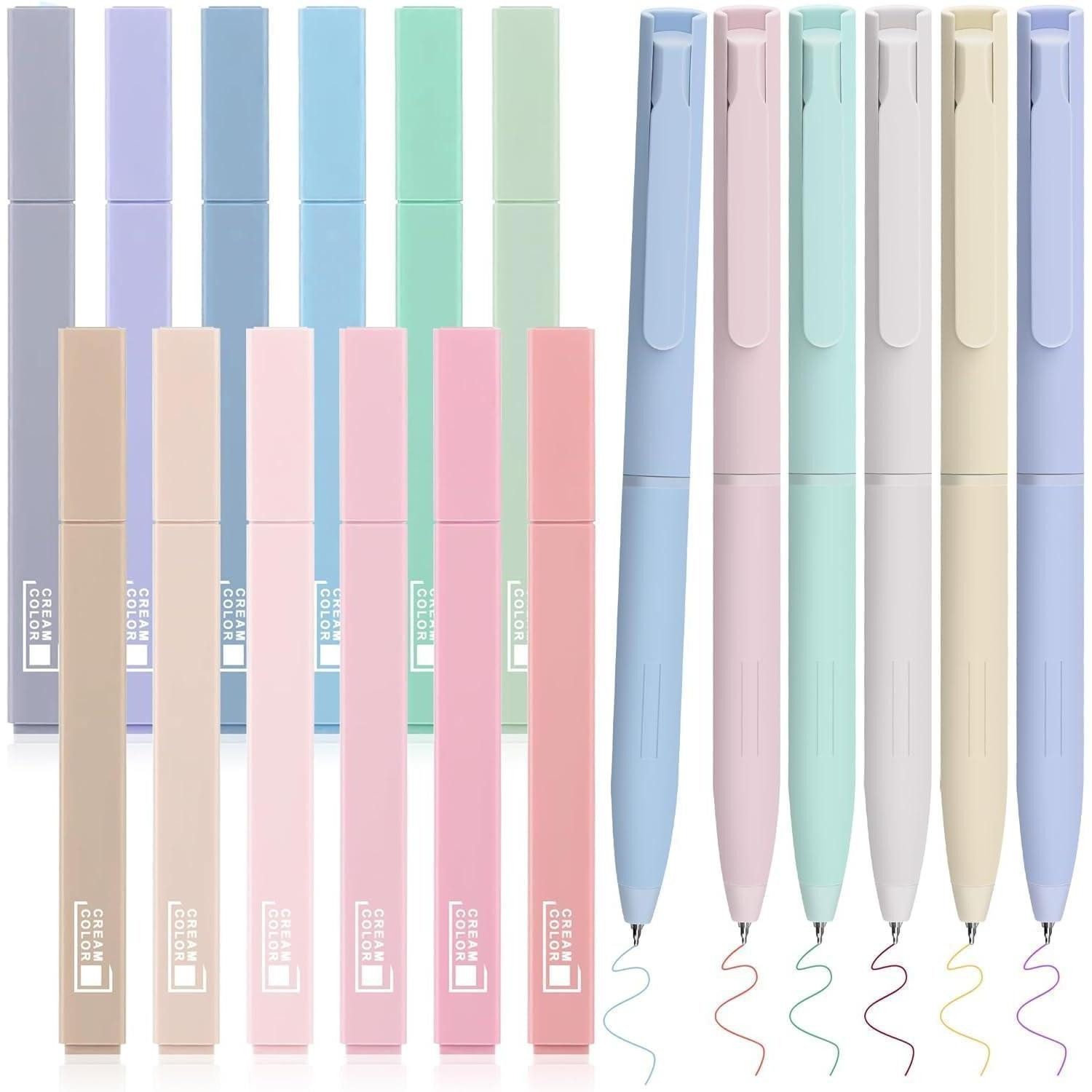 COZCLAM Marker Textmarker Set Pastell 12 Stifte + 6 Fineliner Bibel Zubehör