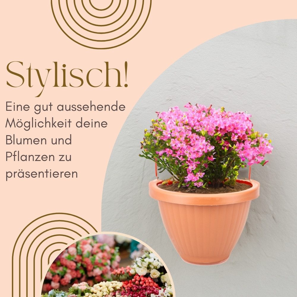 GarPet Blumentopf 4er Set Blumentopf Wand Blumen Vase Pflanzen Halterung 30 Terrakotta