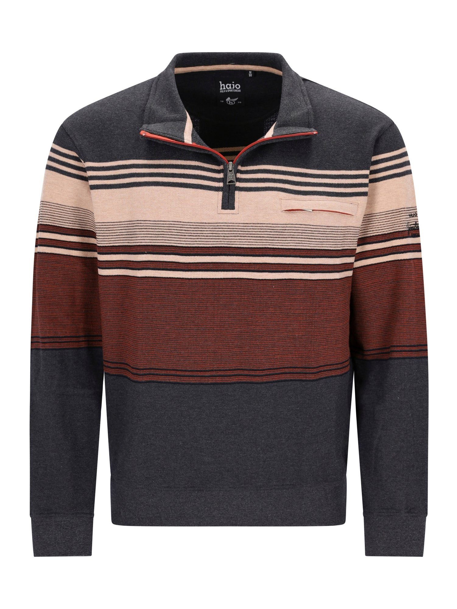 Hajo Sweatshirt Troyer-Sweatshirt mit platziertem Streifen - stay fresh