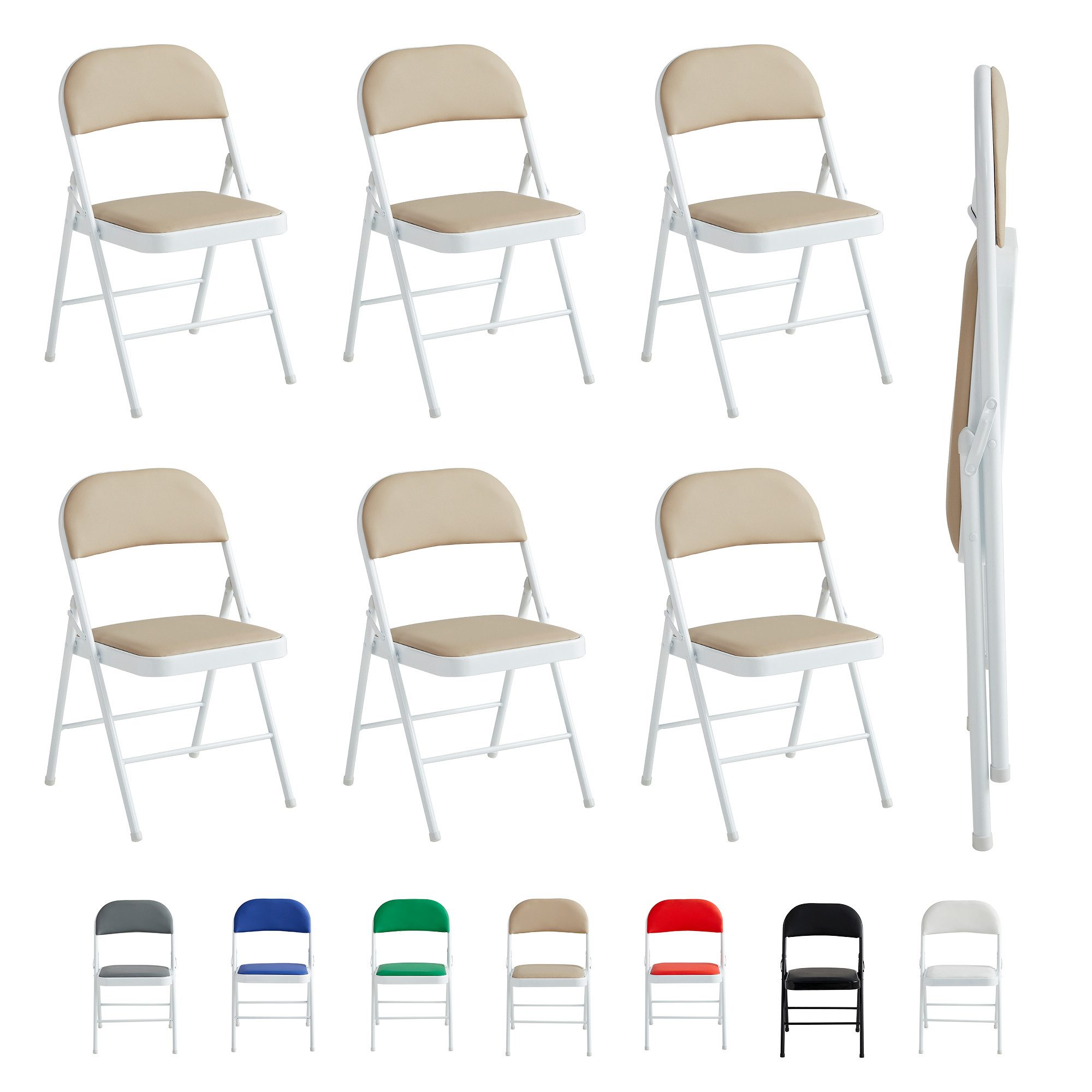 MCC direct Klappstuhl Kunstleder Klappstuhl gepolstert im 1er, 2er, 4er und 6er Set (6 St)