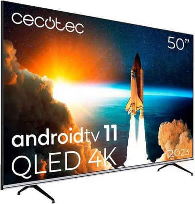 Cecotec VQU10050S QLED-Fernseher (50 Zoll, 4K Ultra HD, Wide Color Gamut 96%, 2 Lautsprechern 10W, 2 Kontrollen, 4K UHD, Android 11, Rahmenloses Design, MEMC, Dolby Vision Dolby Atmos)