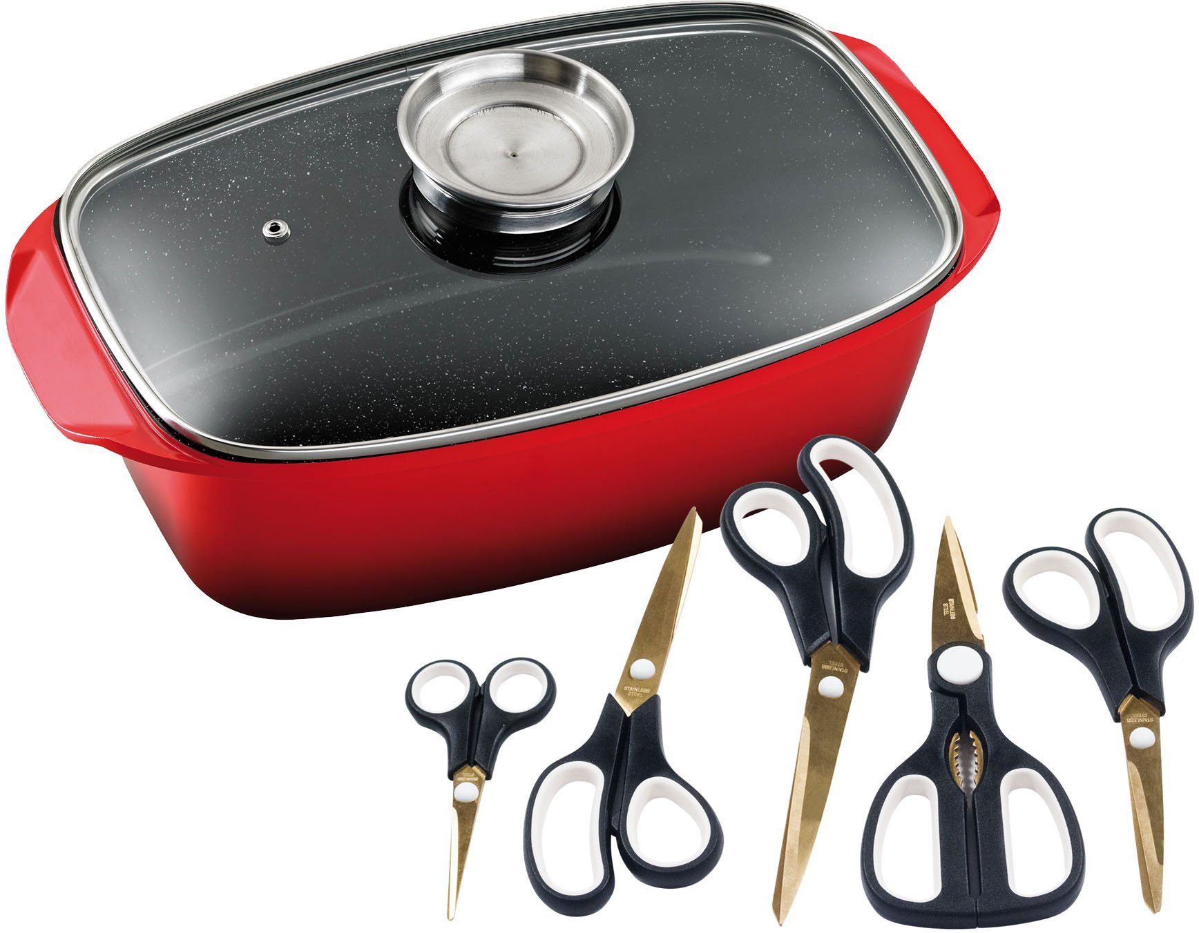 KING Bräter, Aluminiumguss (Set, 7-tlg), Bräter-/Schmortopf u. Deckel, Keramikbeschichtung »Fusion®«, Induktion