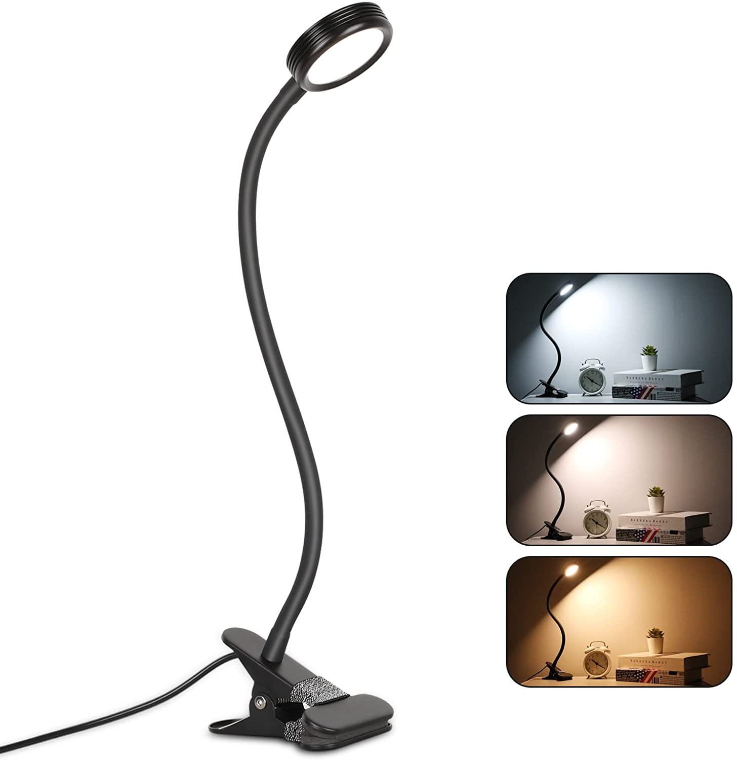 Augenpflege Schreibtischlampe Schwanenhals Bett Lampe LED Leselampe 3 Modi