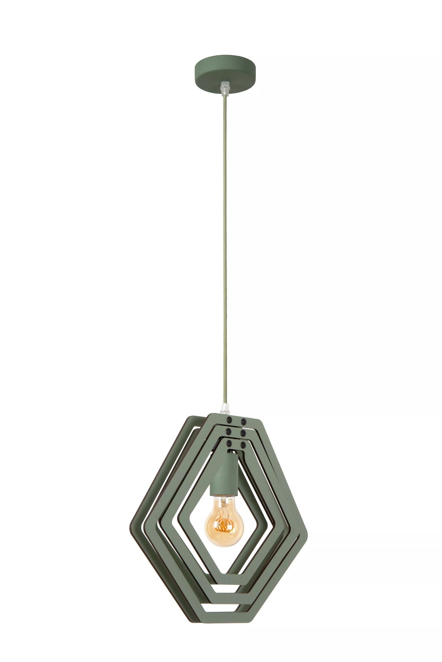 Licht-Erlebnisse Pendelleuchte JELON, ohne Leuchtmittel, Holz H: max. 100 cm D: 33,5 cm rund Grün E27